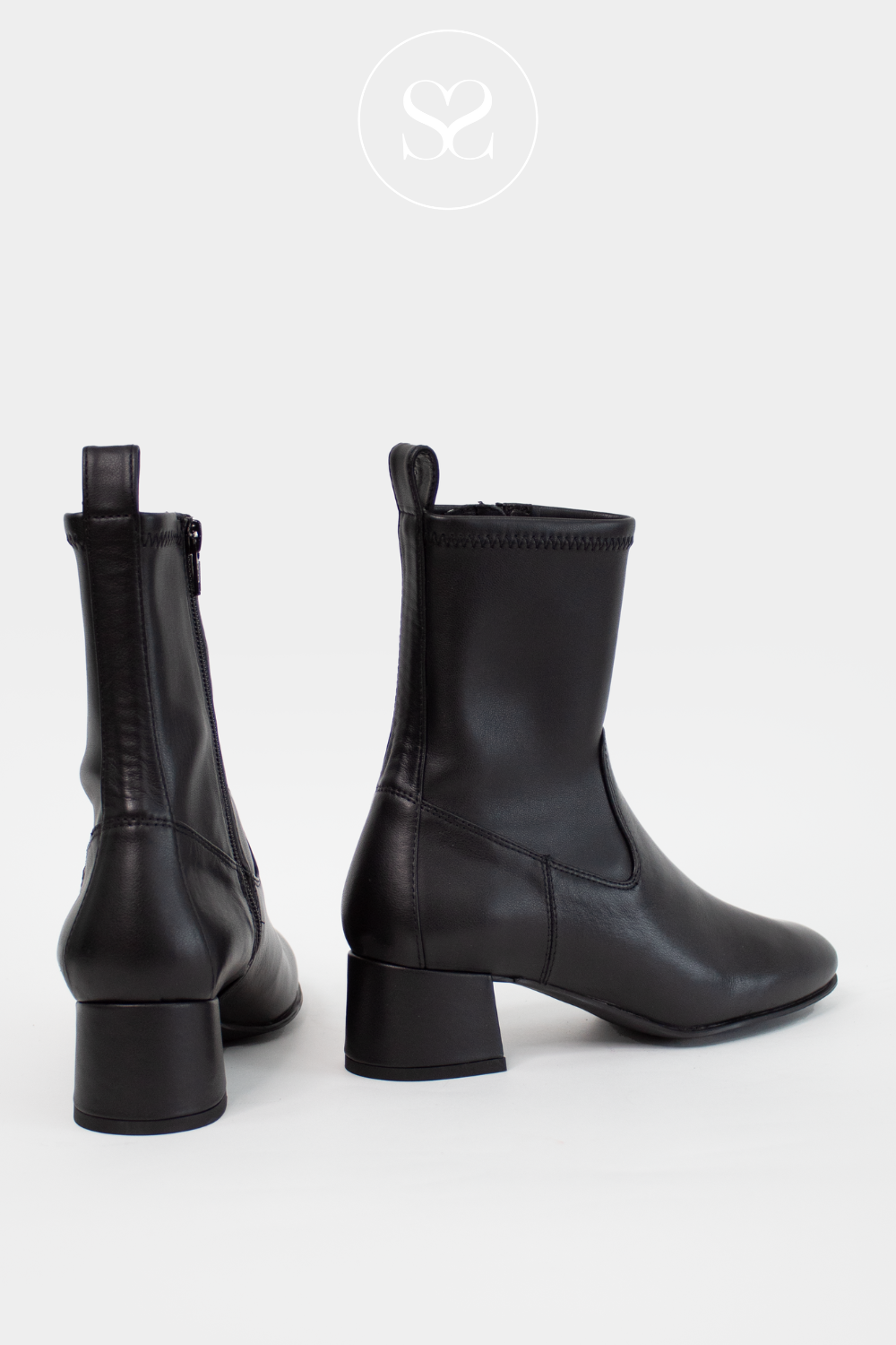 UNISA LEMICO BLACK BLOCK HEEL SOCK BOOTS LEMICO