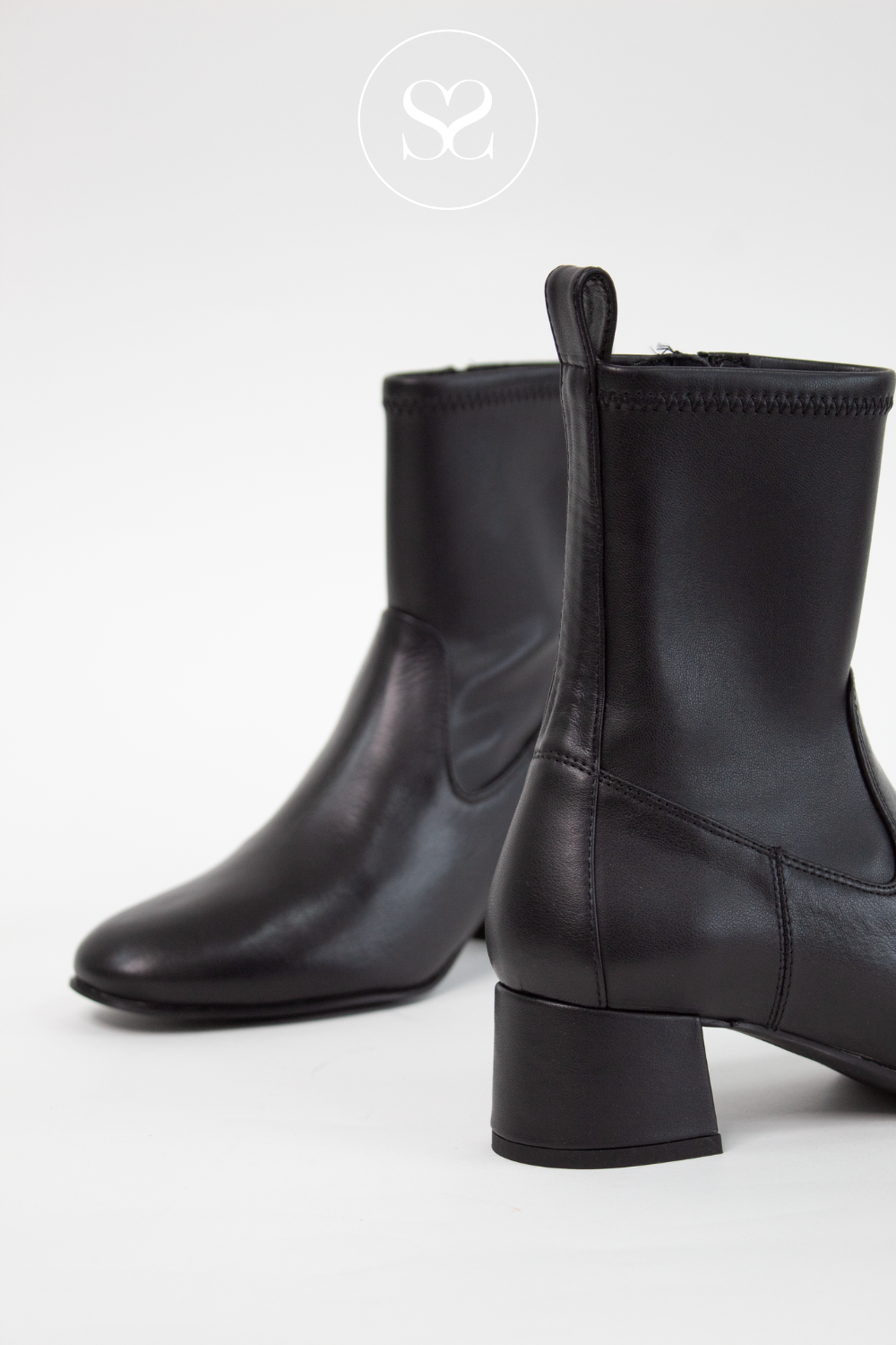UNISA LEMICO BLACK BLOCK HEEL SOCK BOOTS LEMICO