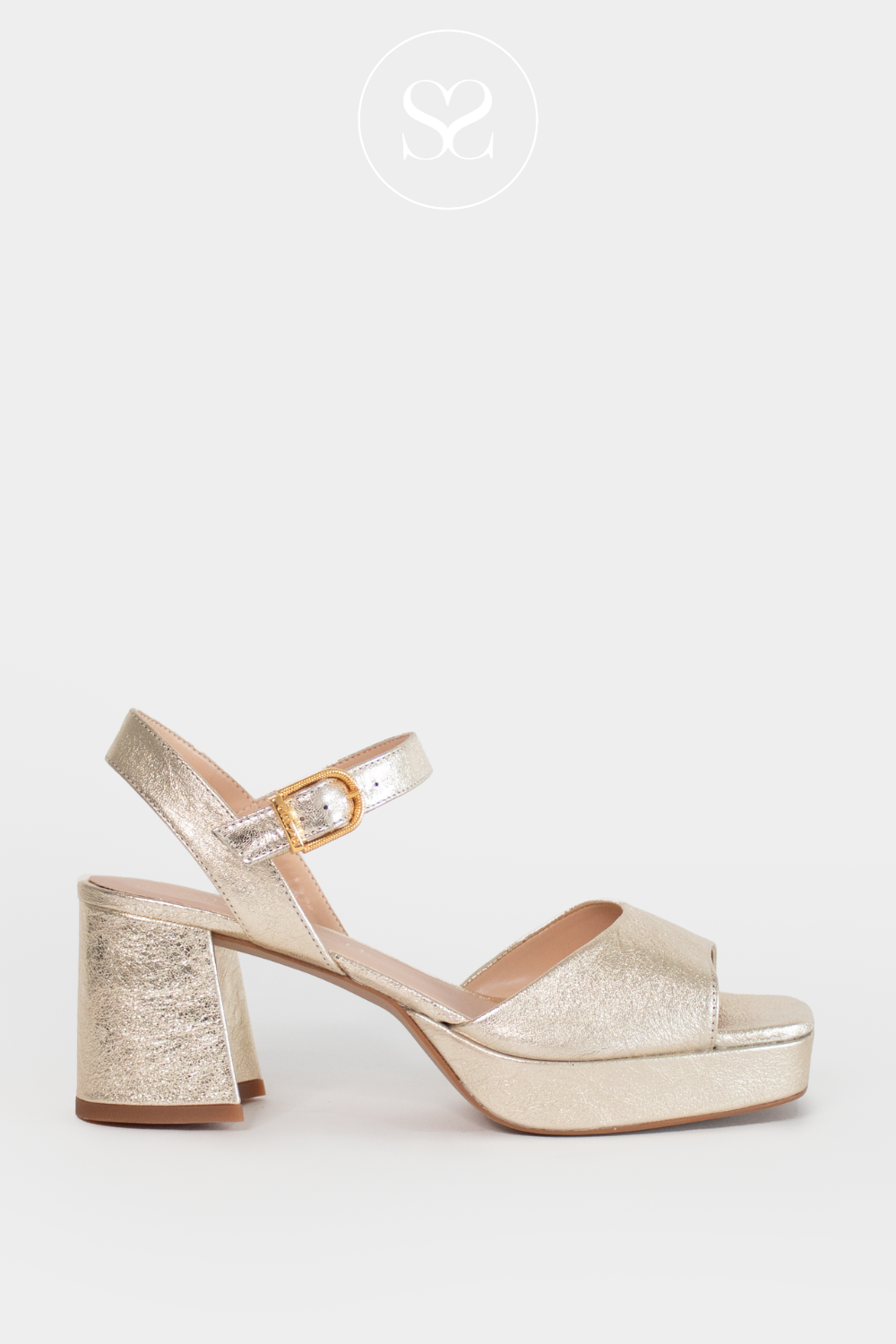 Unisa Gold Heeled Platform Sandals - Ney
