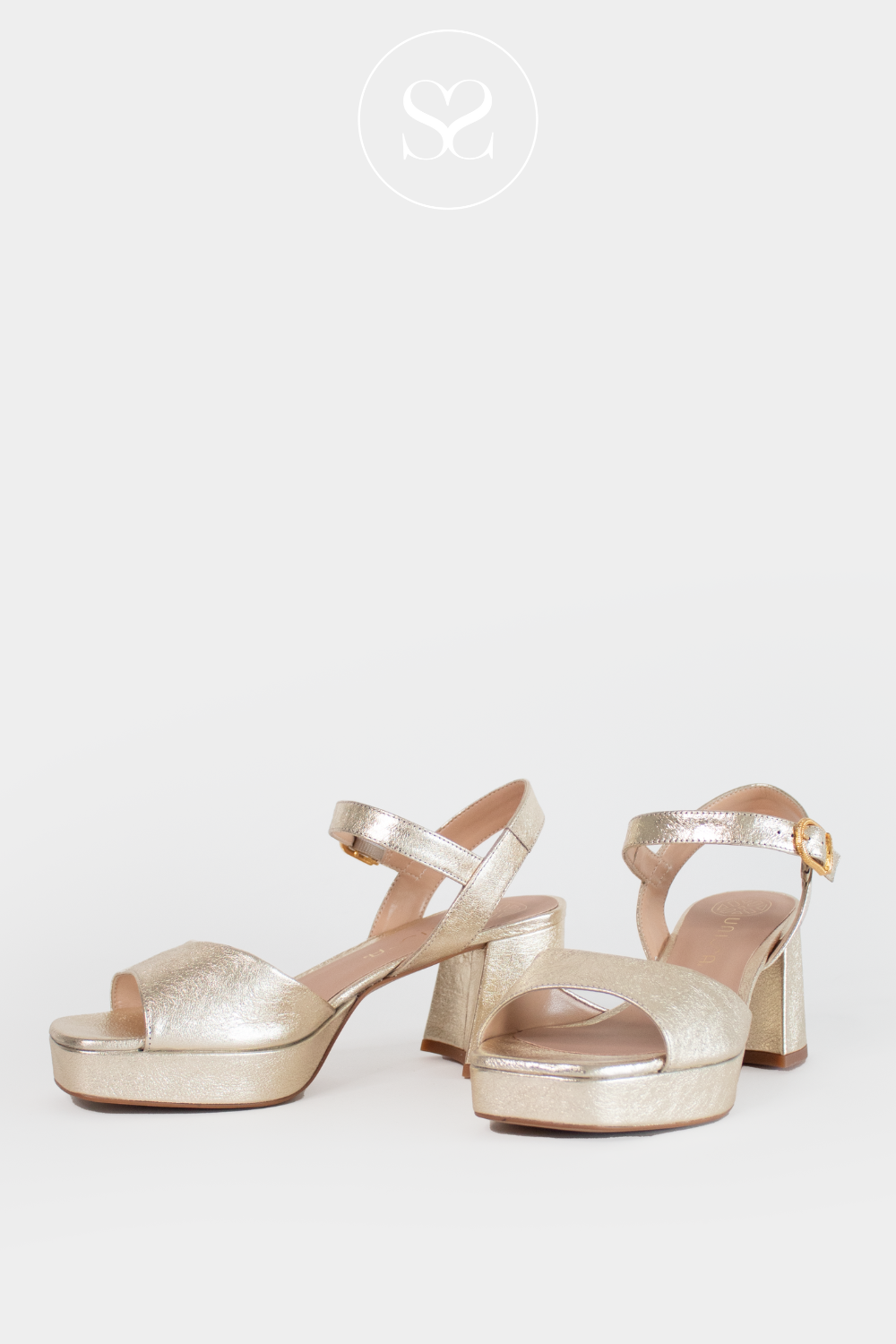 Unisa Gold Heeled Platform Sandals - Ney