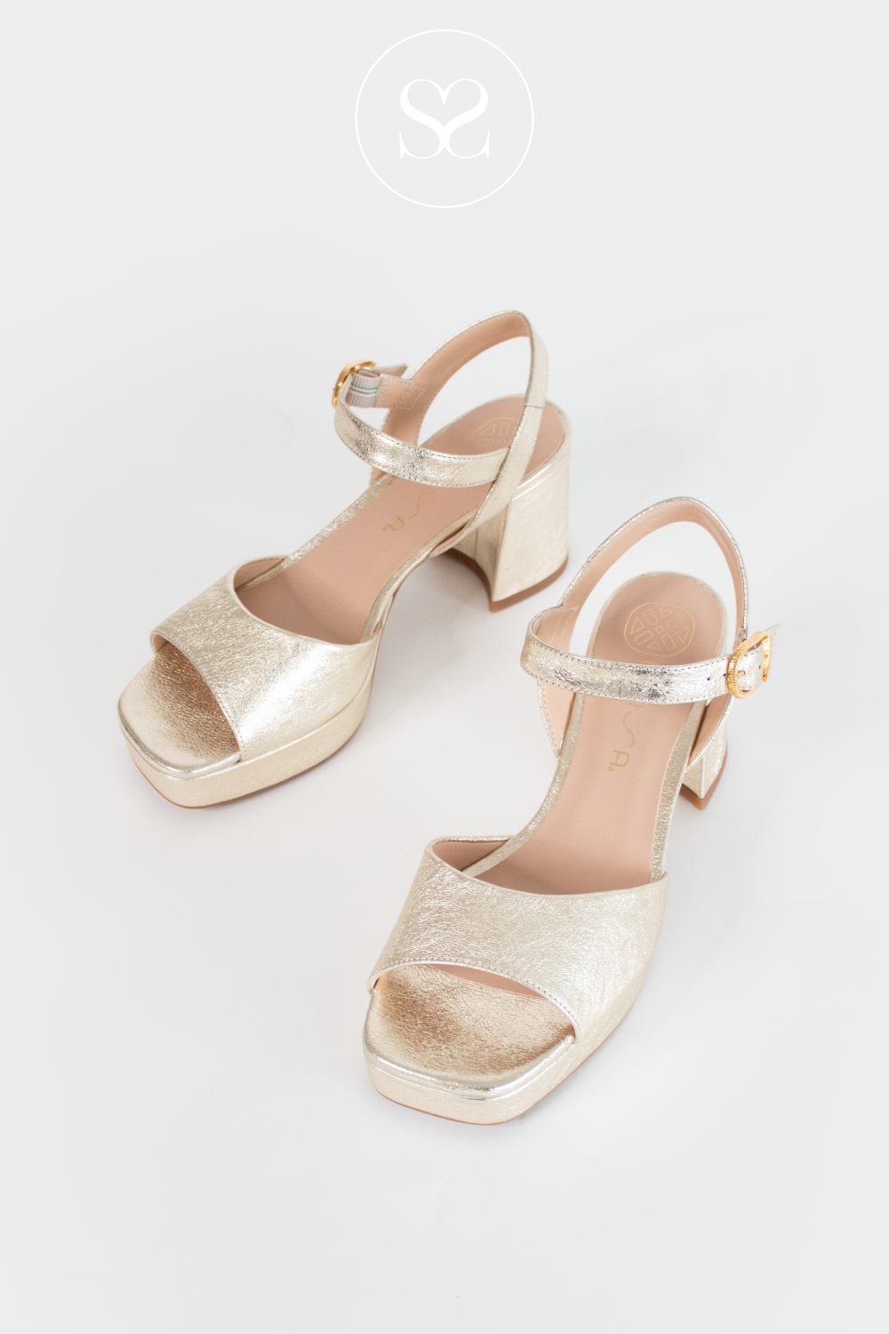 Unisa Gold Heeled Platform Sandals - Ney