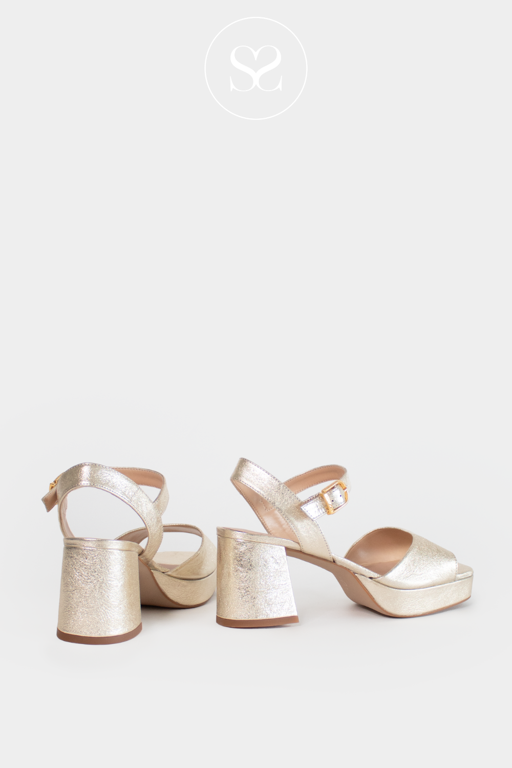 Unisa Gold Heeled Platform Sandals - Ney