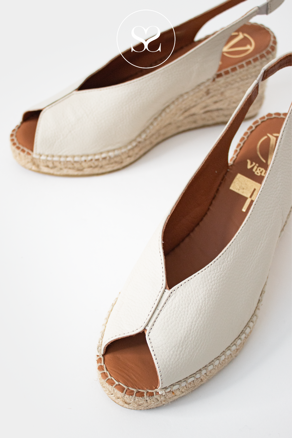 VIGUERA 2127 CREAM WEDGE ESPADRILLE SANDALS WITH PEEPTOE FRONT AND SLINGBACK HEEL