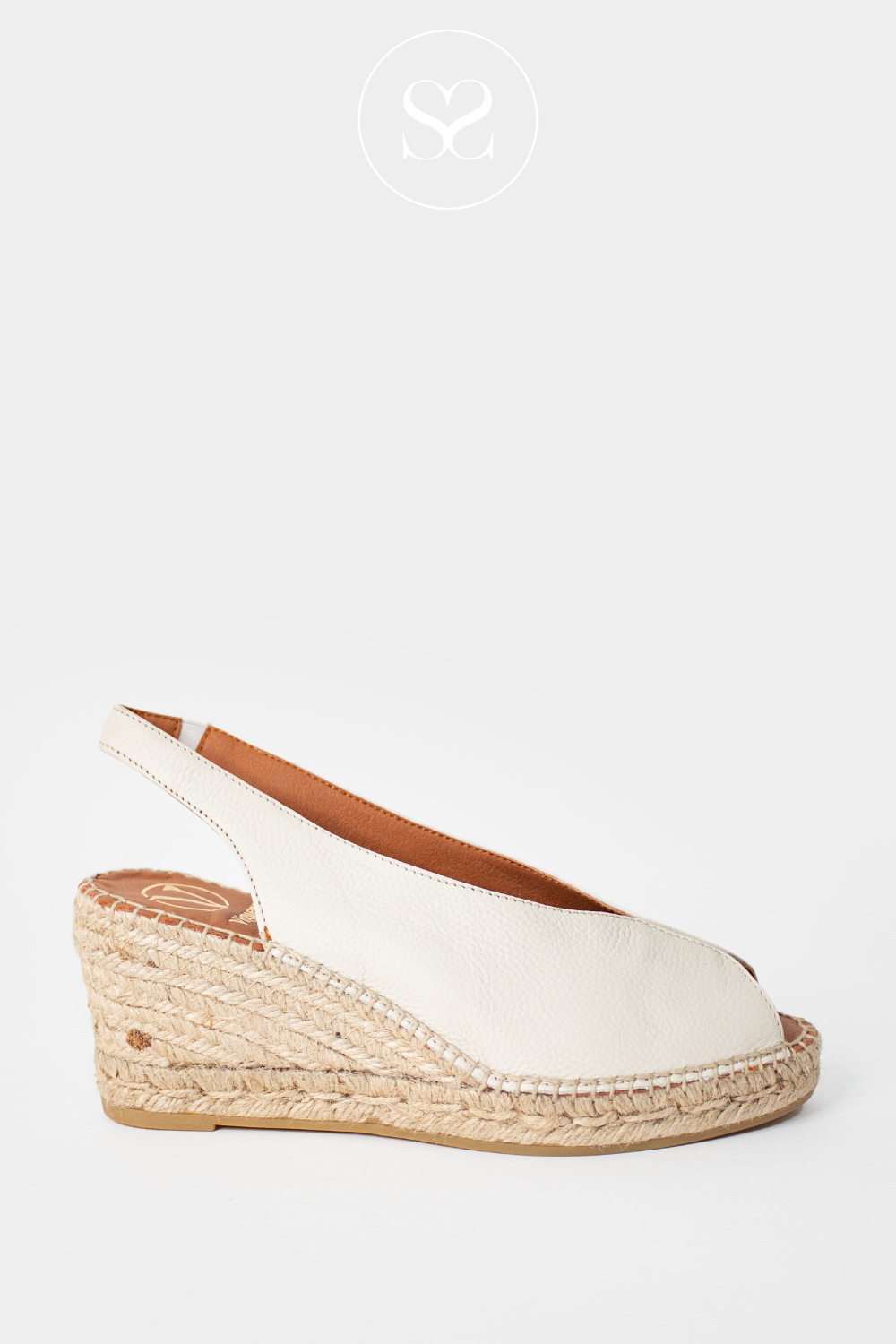 VIGUERA 2127 CREAM WEDGE ESPADRILLE SANDALS WITH PEEPTOE FRONT AND SLINGBACK HEEL