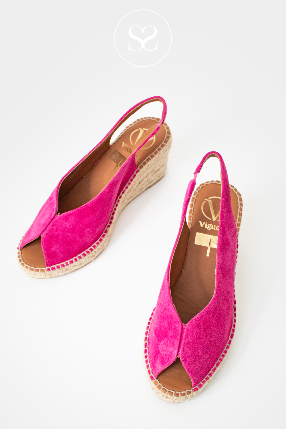 VIGUERA 2127 PINK SUEDE ESPADRILLE SANDALS WITH PEEPTOE FRONT AND SLINGBACK HEEL