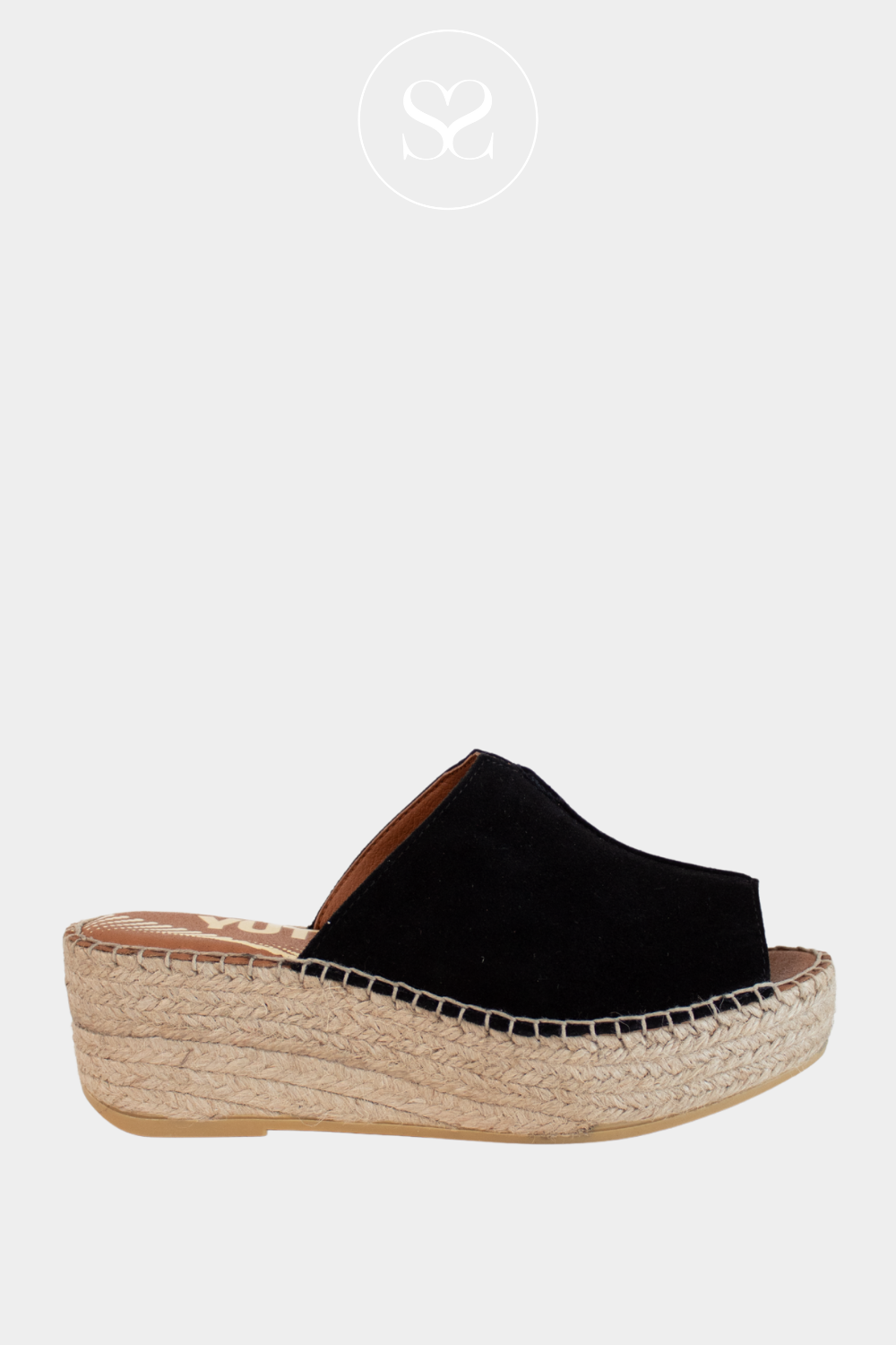 VIGUERA 2275 BLACK SUEDE ESPADRILLE SLIP ON WEDGES