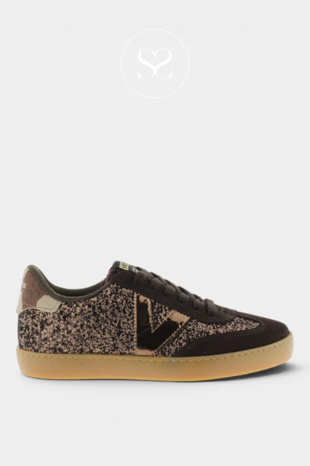 Victoria Brown Glitter Trainers 1126223