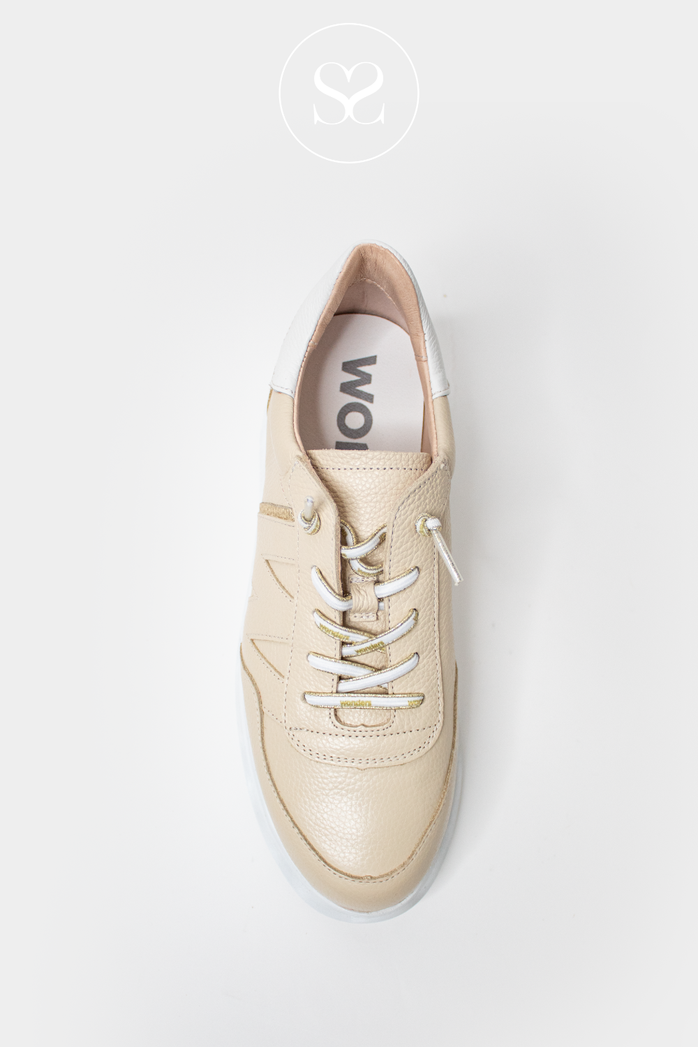 WONDERS A-3601 CREAM LEATHER CHUNKY PULL ON TRAINERS