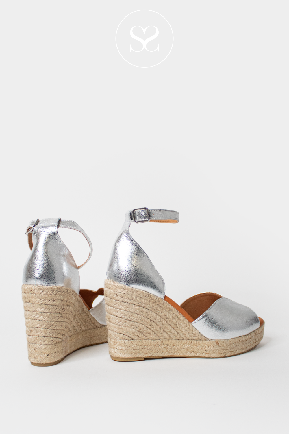 WONDERS YH-PI609 SILVER LEATHER WEDGE SUMMER SANDALS