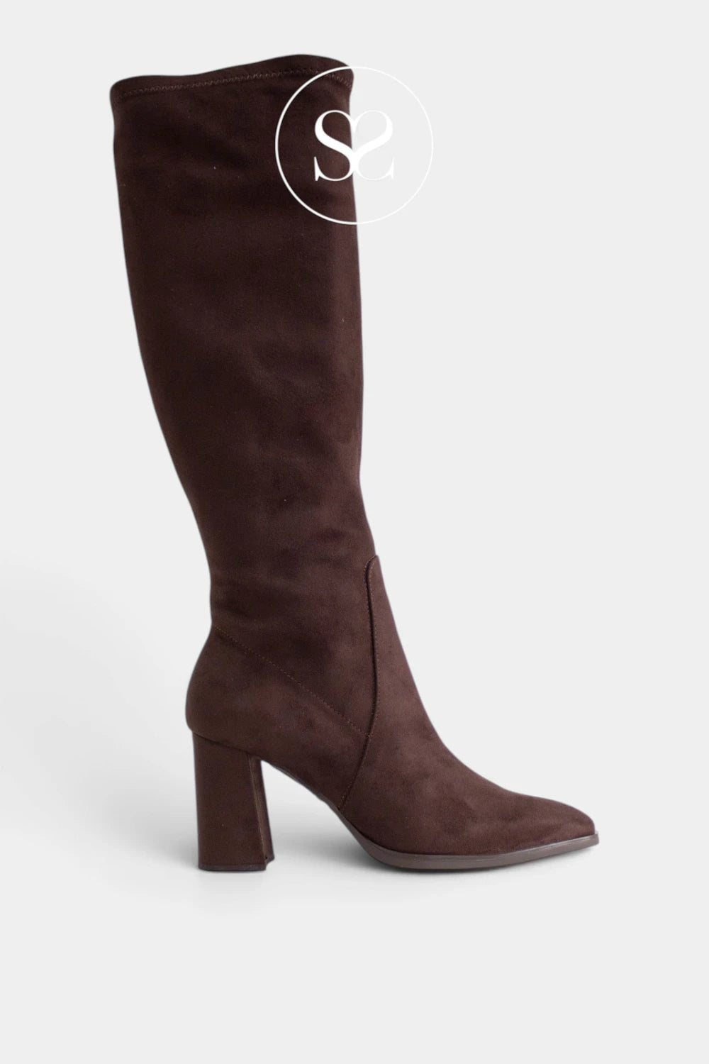 Wonders Brown Pointed Toe Heeled Knee High Boots - M-5441