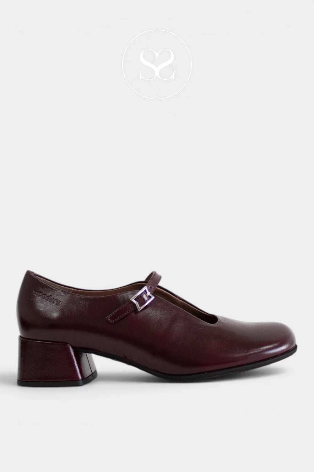 Wonders Burgundy Block Heel Mary-Jane Shoes D-2412