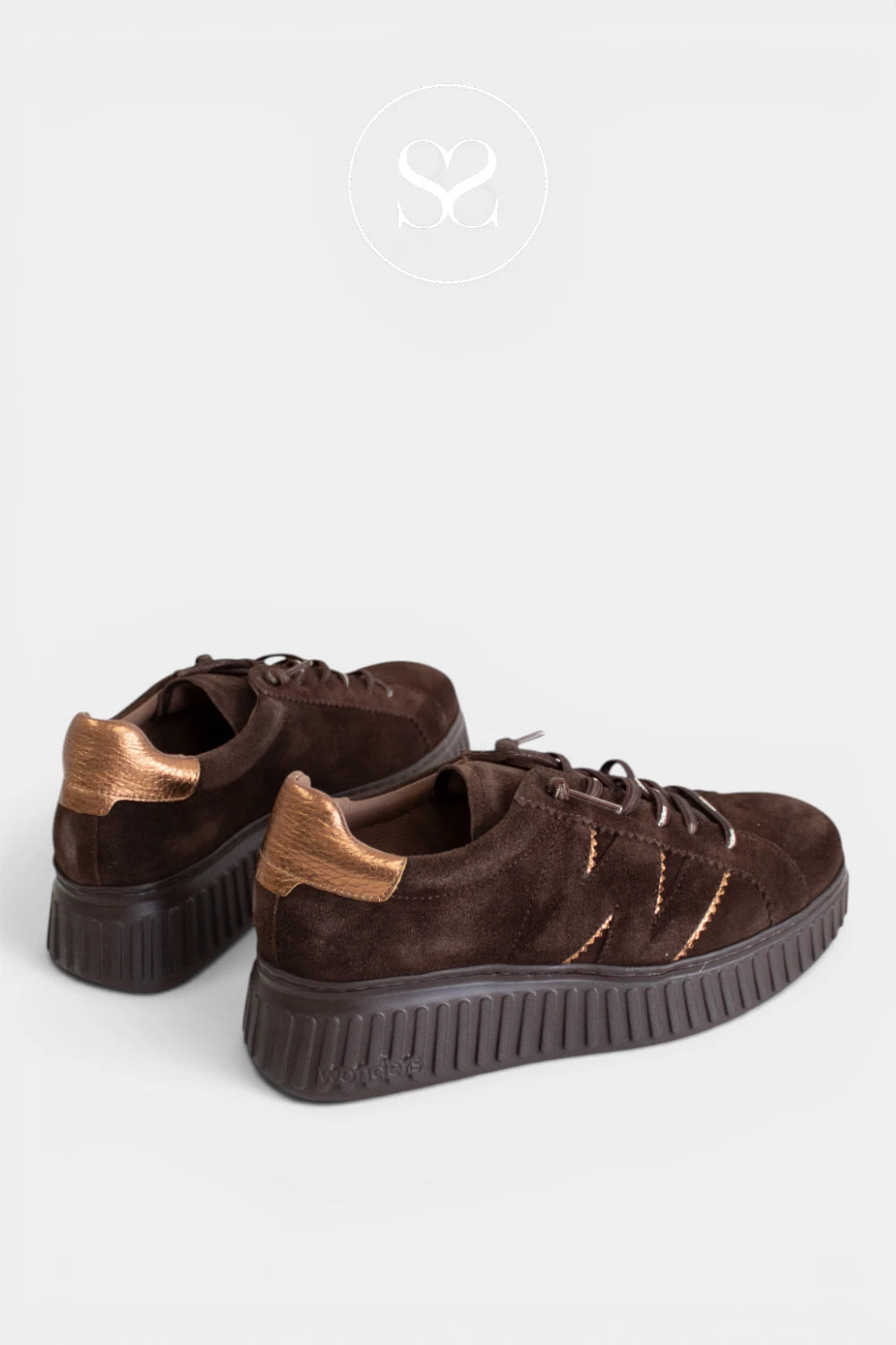 Wonders Brown Suede Platform Trainers - A-5201