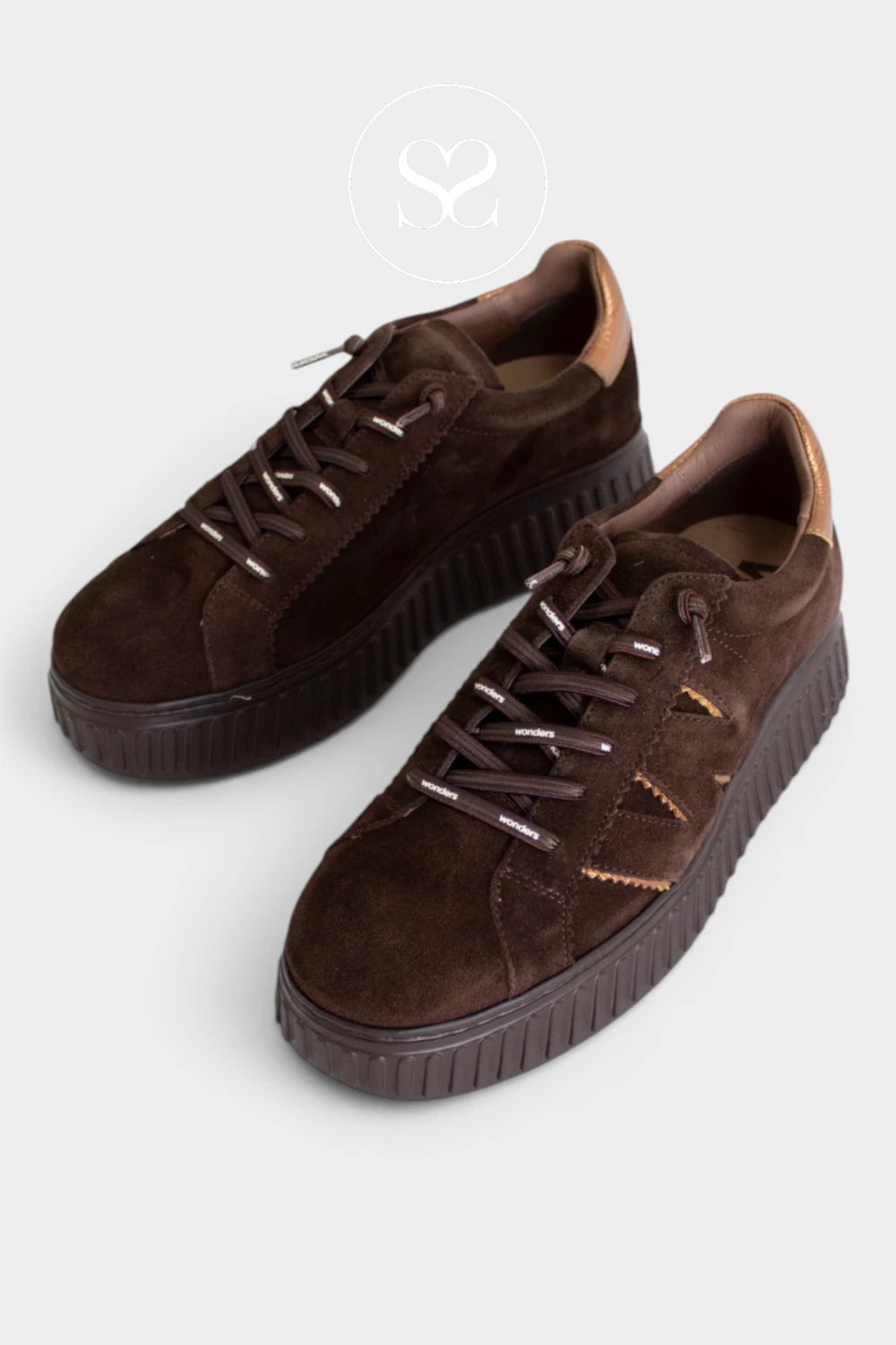 Wonders Brown Suede Platform Trainers - A-5201