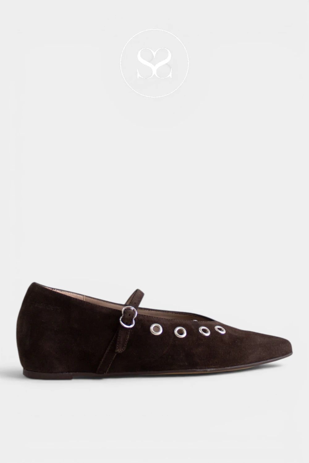 Wonders Brown Suede Flat Mary-Jane Pumps A-3841