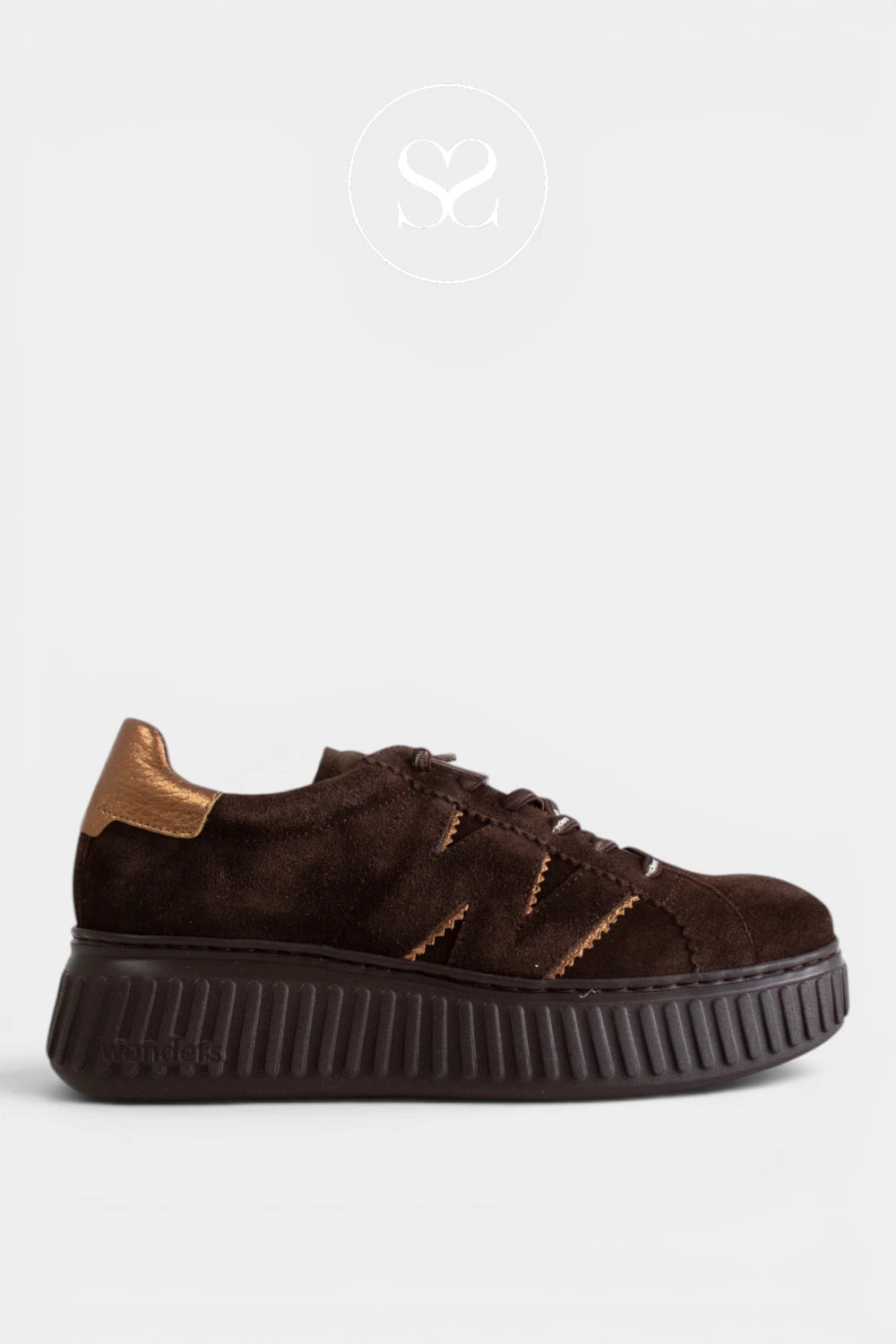 Wonders Brown Suede Platform Trainers - A-5201