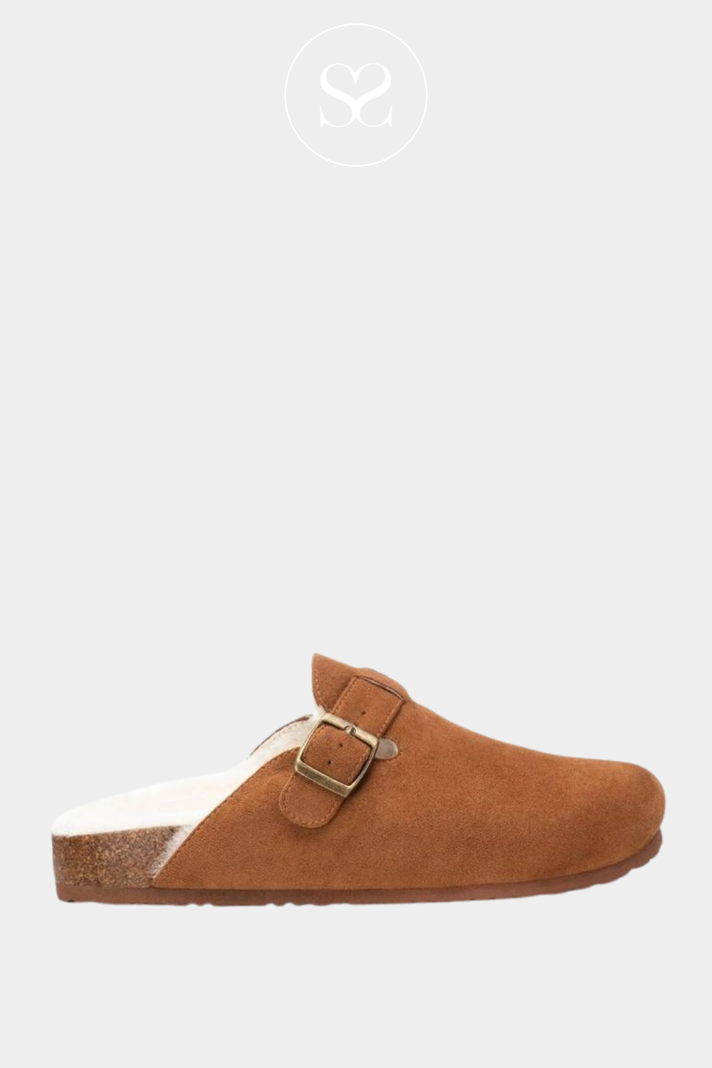 XTI 143240 CAMEL FAUX SUEDE CLOG FAUX FUE LINED SLIP ON SHOE