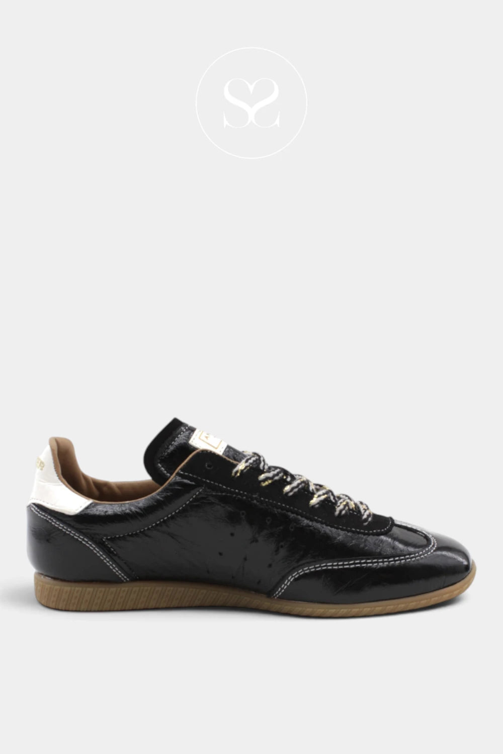 Another Trend Black Patent Slim Trainers A078-47