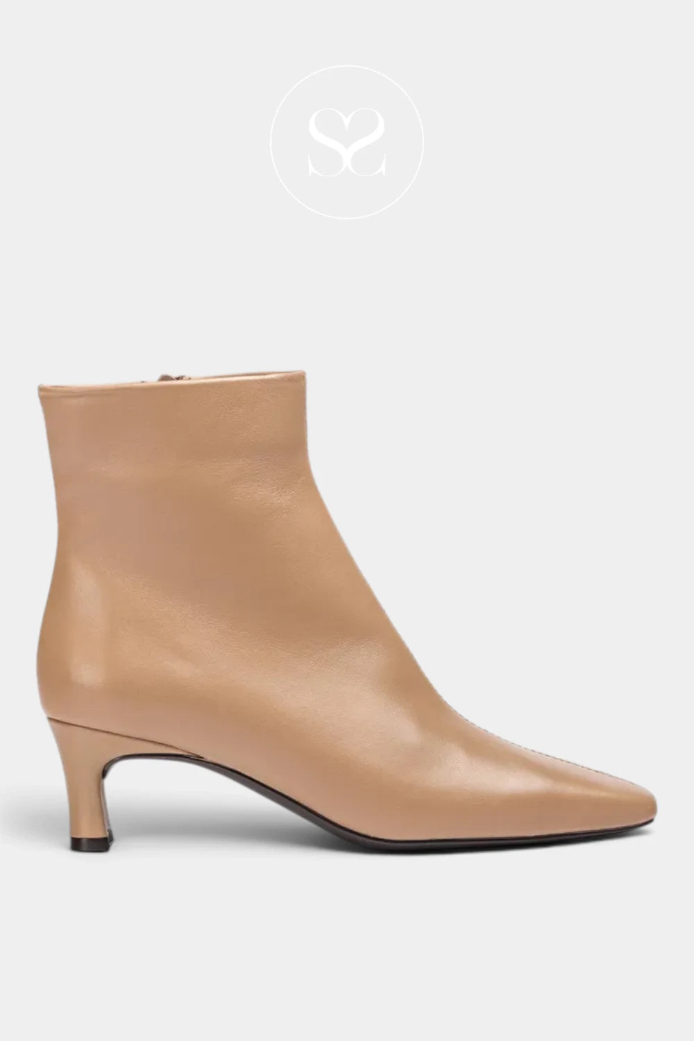 Unisa Beige Heeled Ankle Boot - Jepo