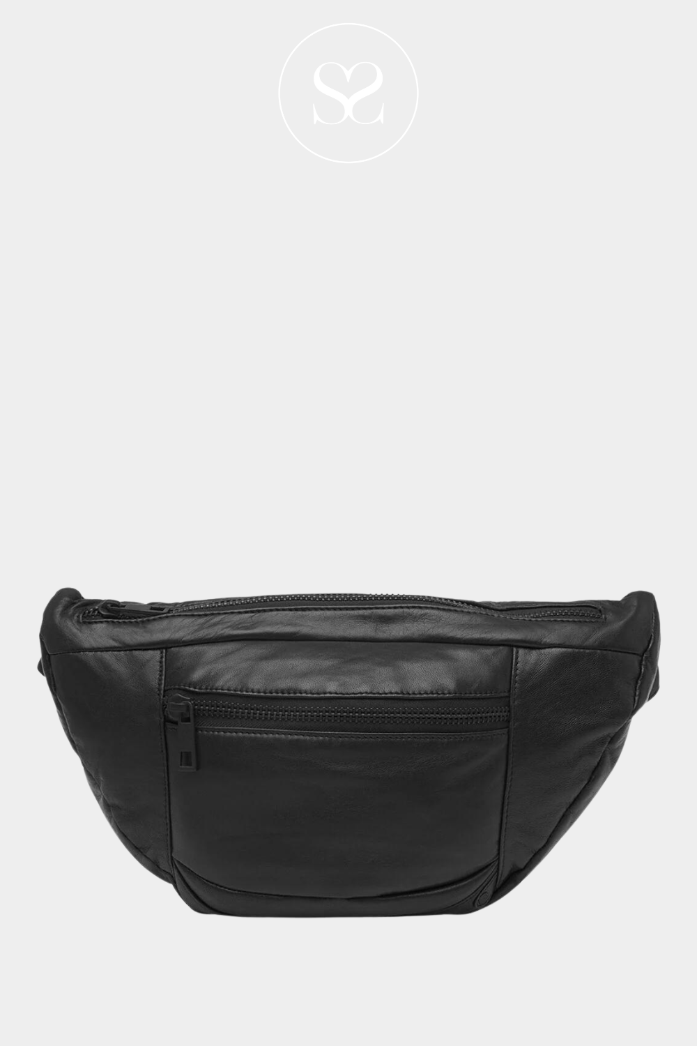DEPECHE 13860 BLACK LEATHER CROSSBODY BUMBAG