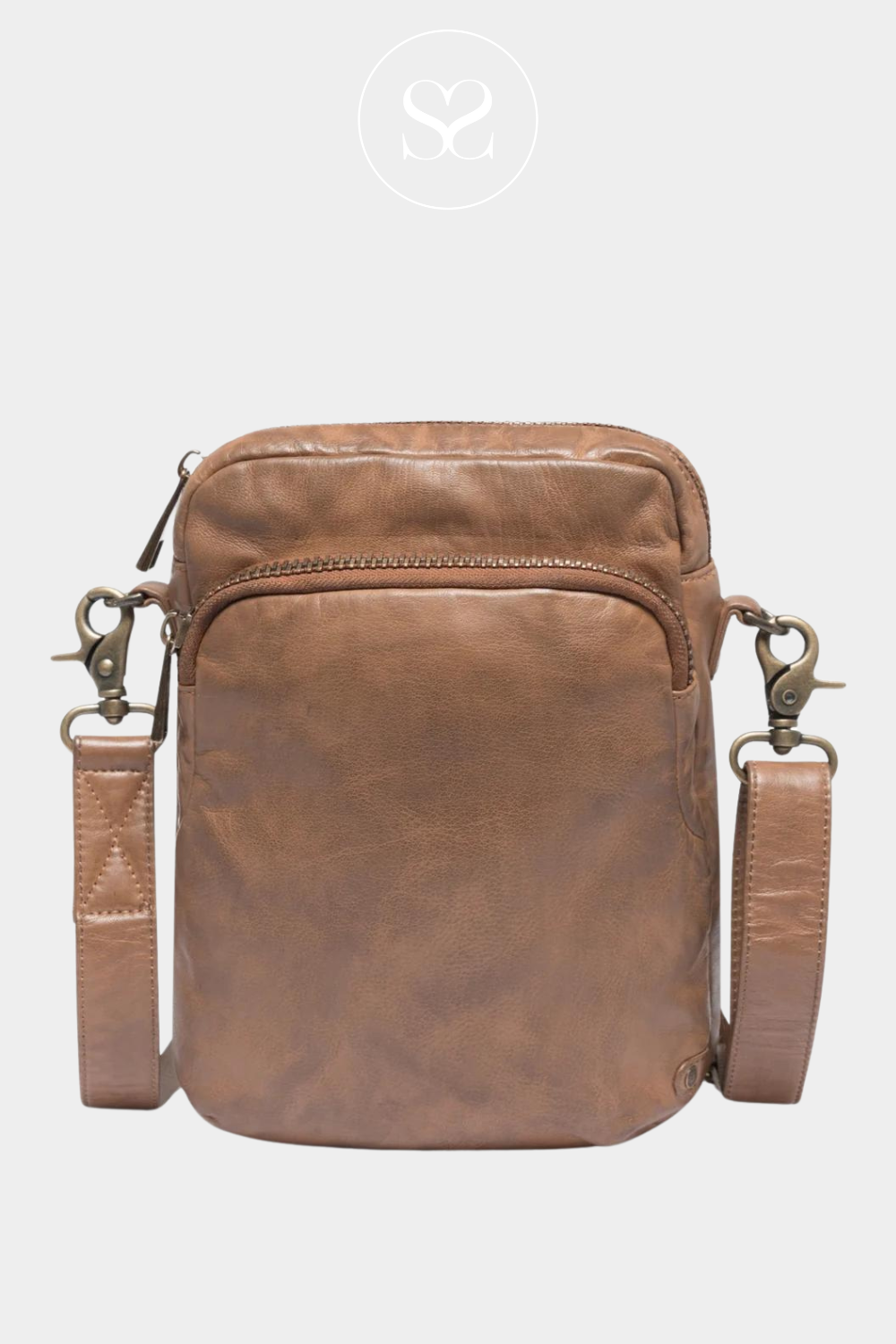 Depeche brown leather crossbody phone bag