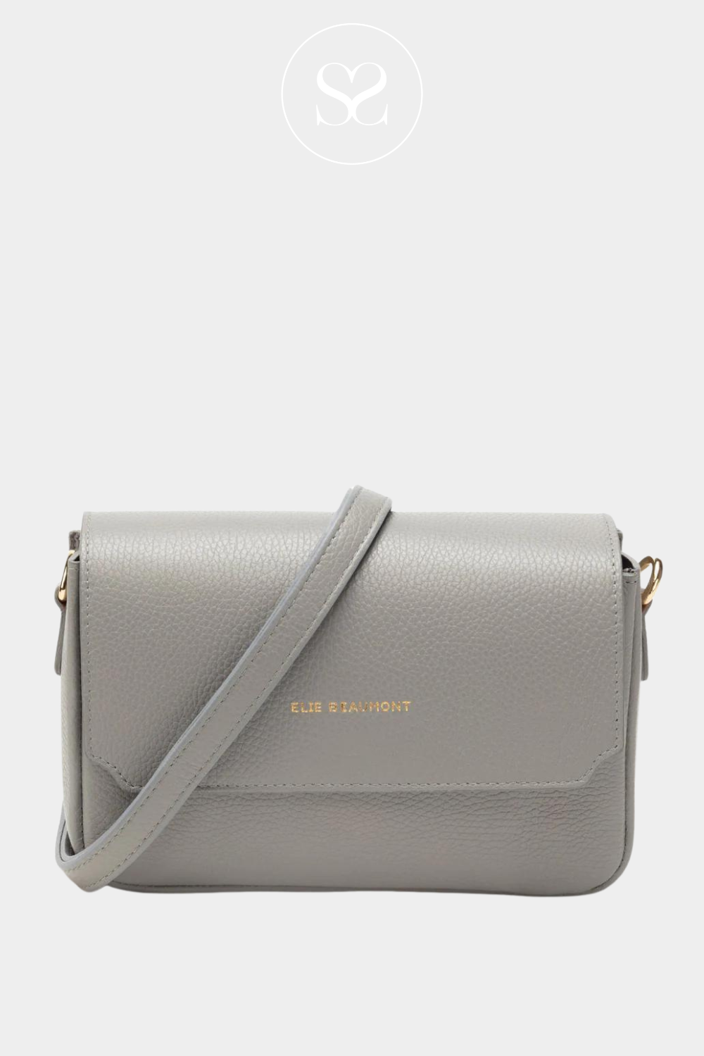 elie beaumont grey leather fold over crossbody bag
