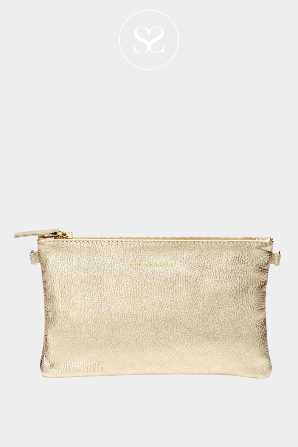 elie beaumont gold pouch handbag