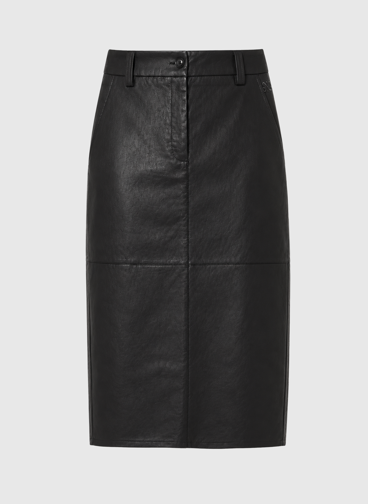 Black Coated Straight Midi Skirt — Jouma