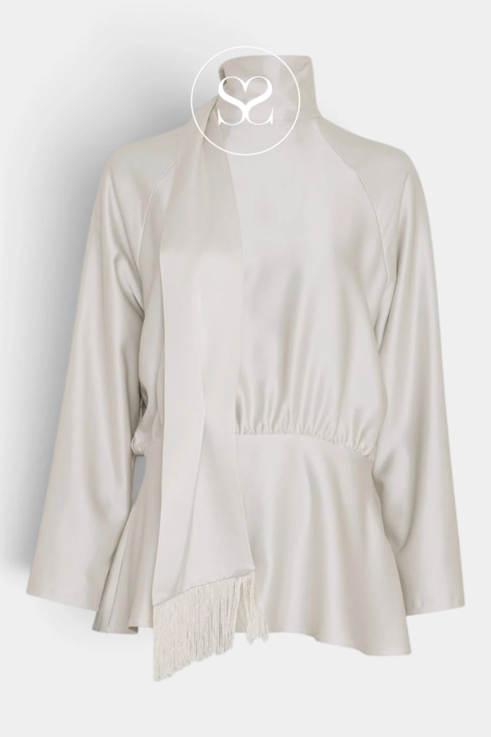 White Satin Top with High Neck - Vanessa Top