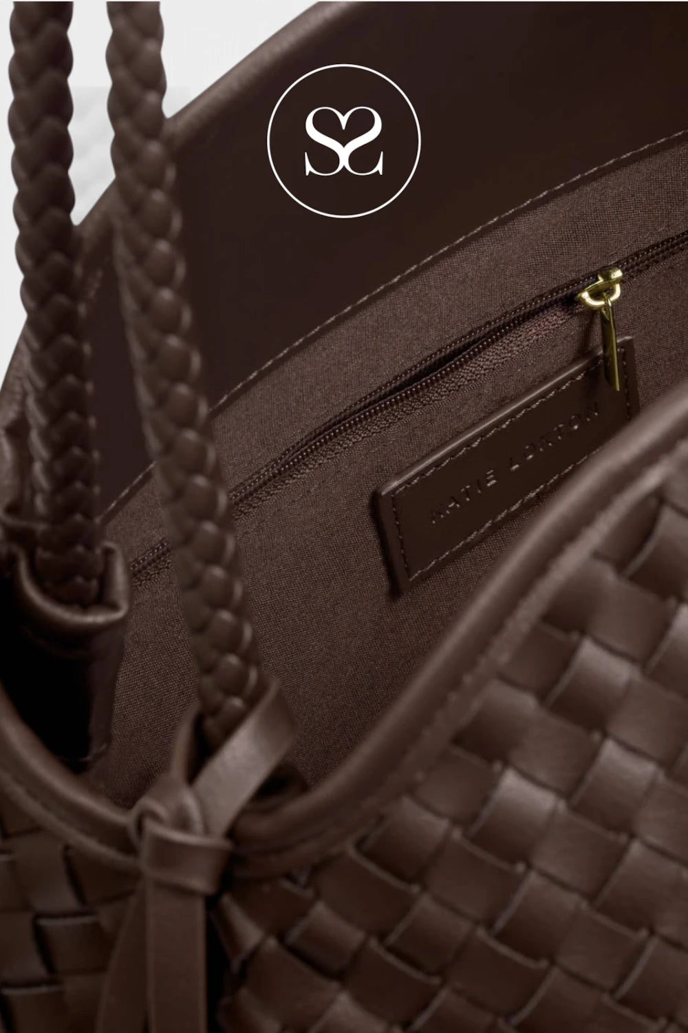Katie Loxton Chocolate Brown Large Braided Tote Bag - Nova Large