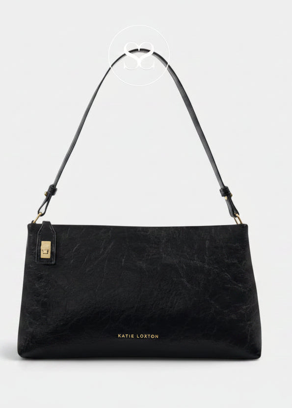 Katie Loxton Black Twist Lock Shoulderbag - Orin
