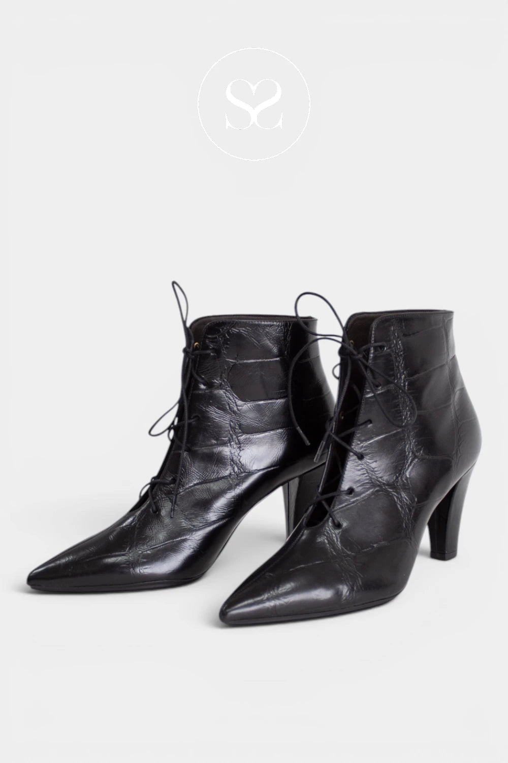 Lodi Black Lace-up Ankle Boots -Risole for women - Ireland