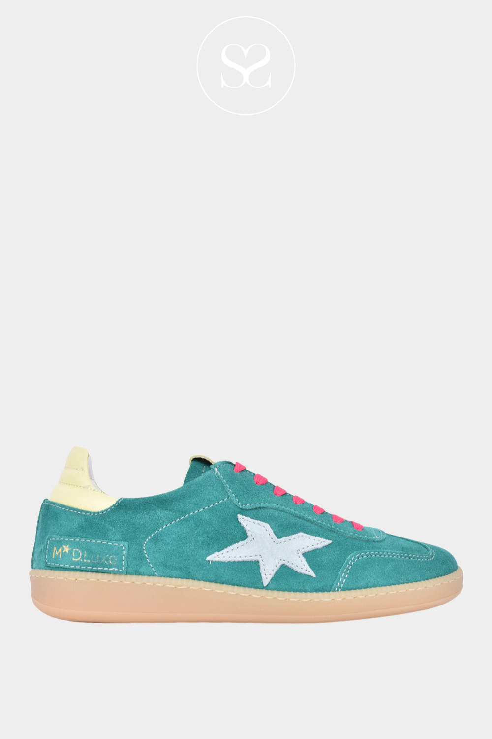 Meline green suede low profile trainers