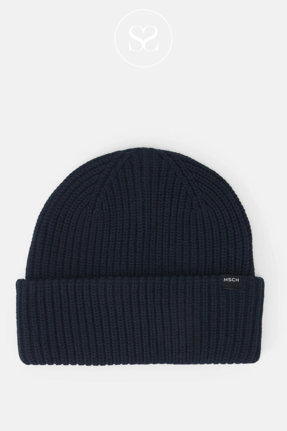 moss copenhagen navy knit beanie hat - rachelle