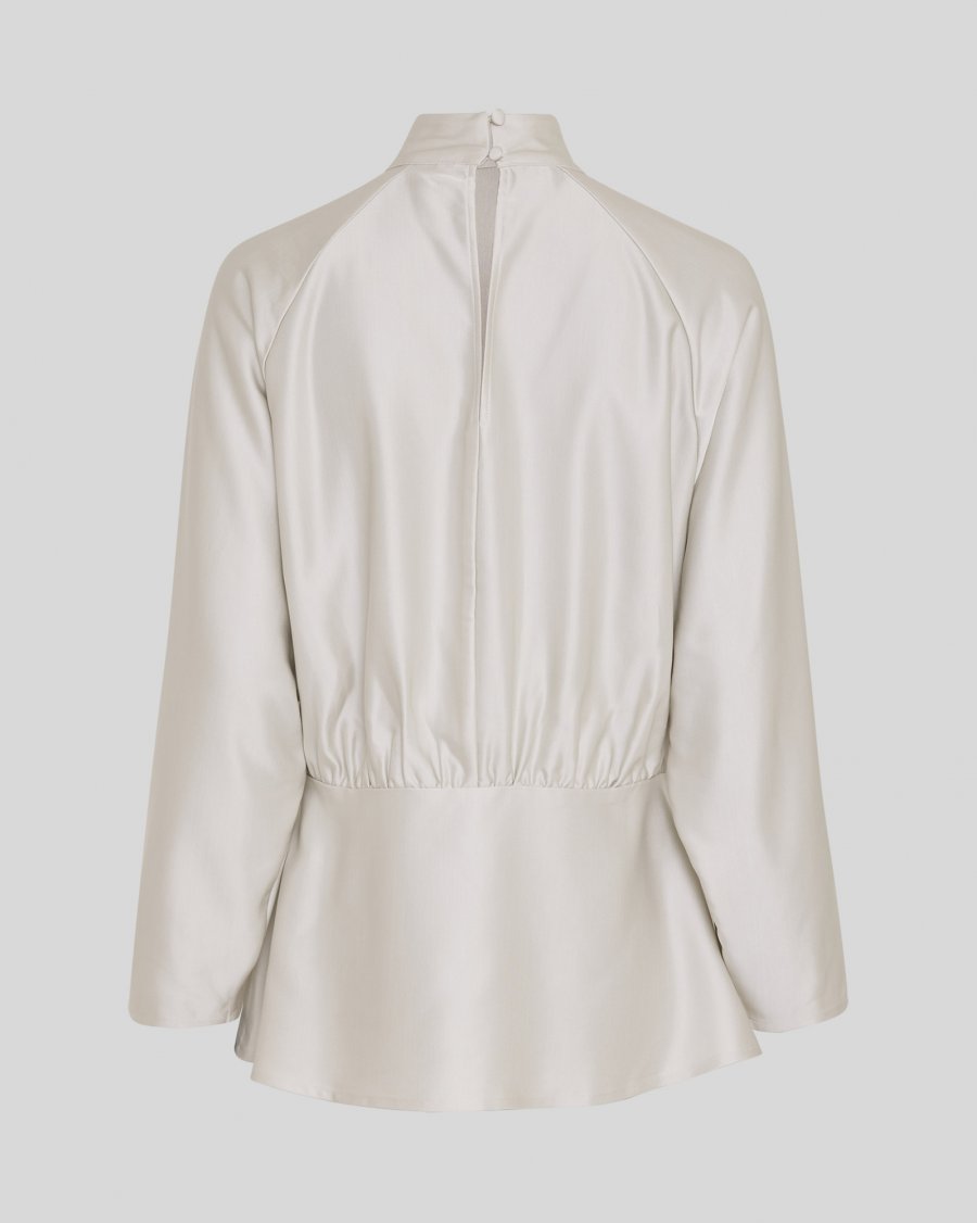 White Satin Top with High Neck - Vanessa Top