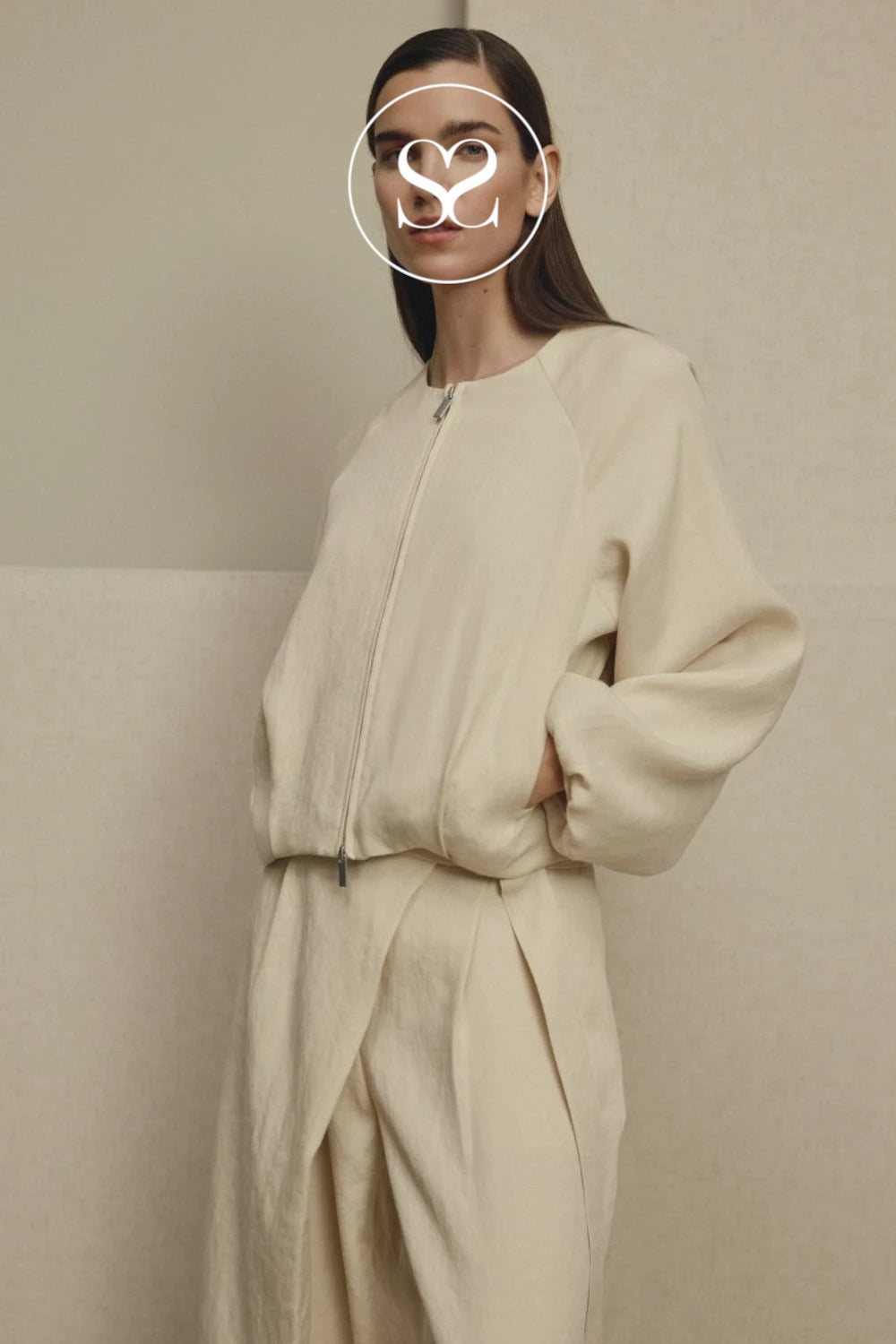 MSCH Copenhagen Beige Crew Neck Jacket - Zein Esteriane ireland