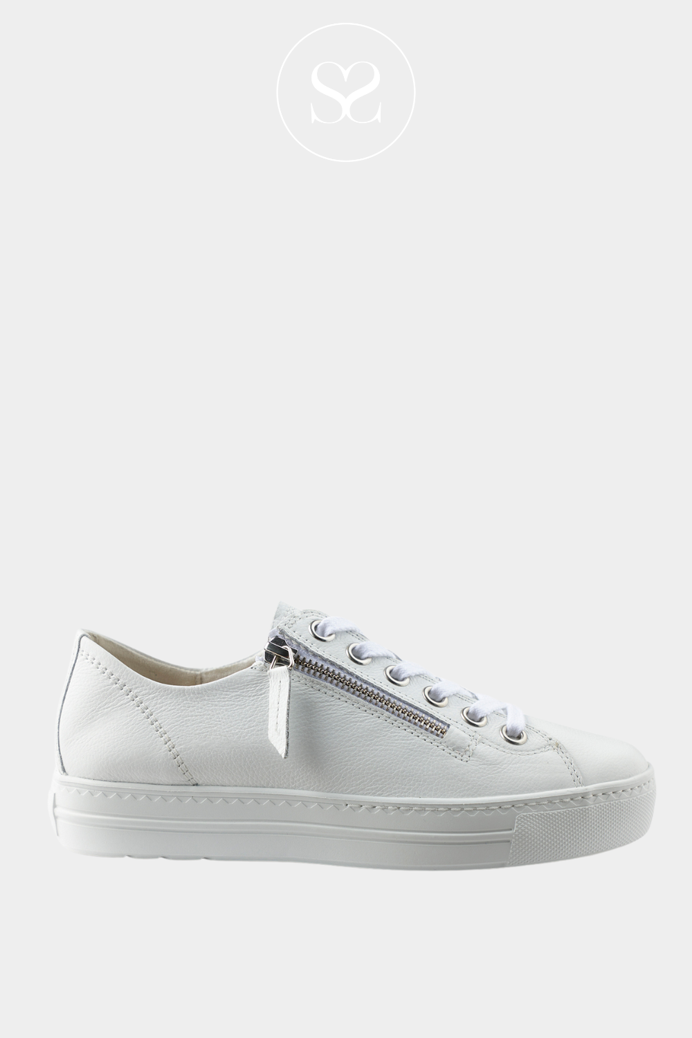 paul green 5006 white platform trainers with silver zip