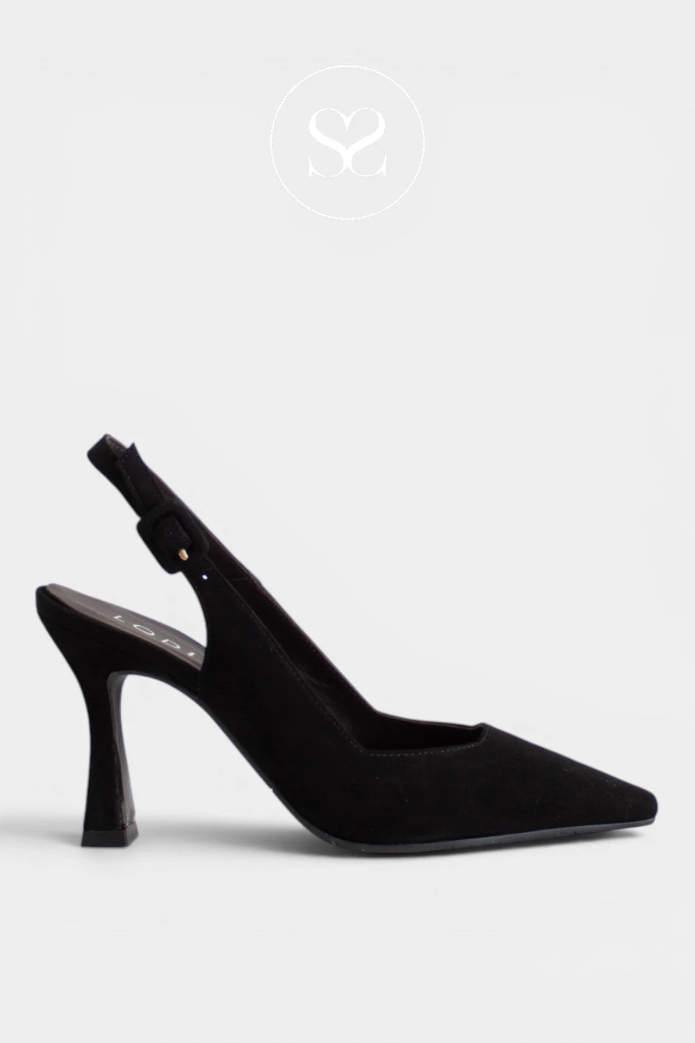 Lodi Black Suede High Heel Slingback - Modern
