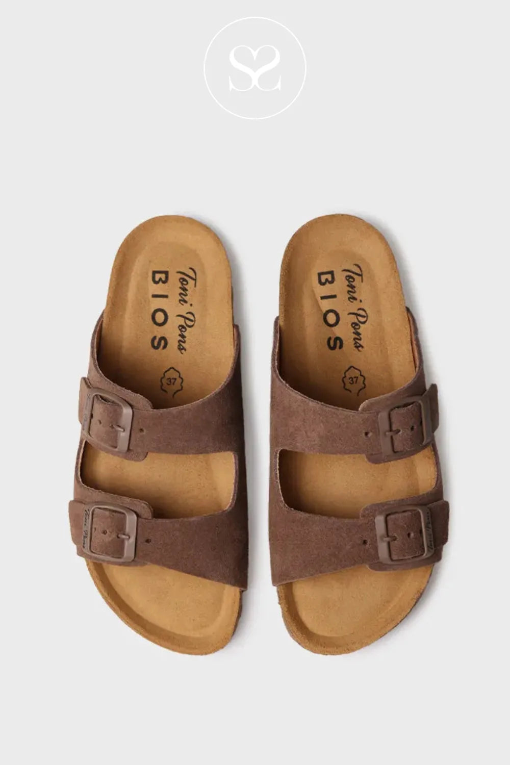 Toni pons taupe/brown slider sandals with double strap