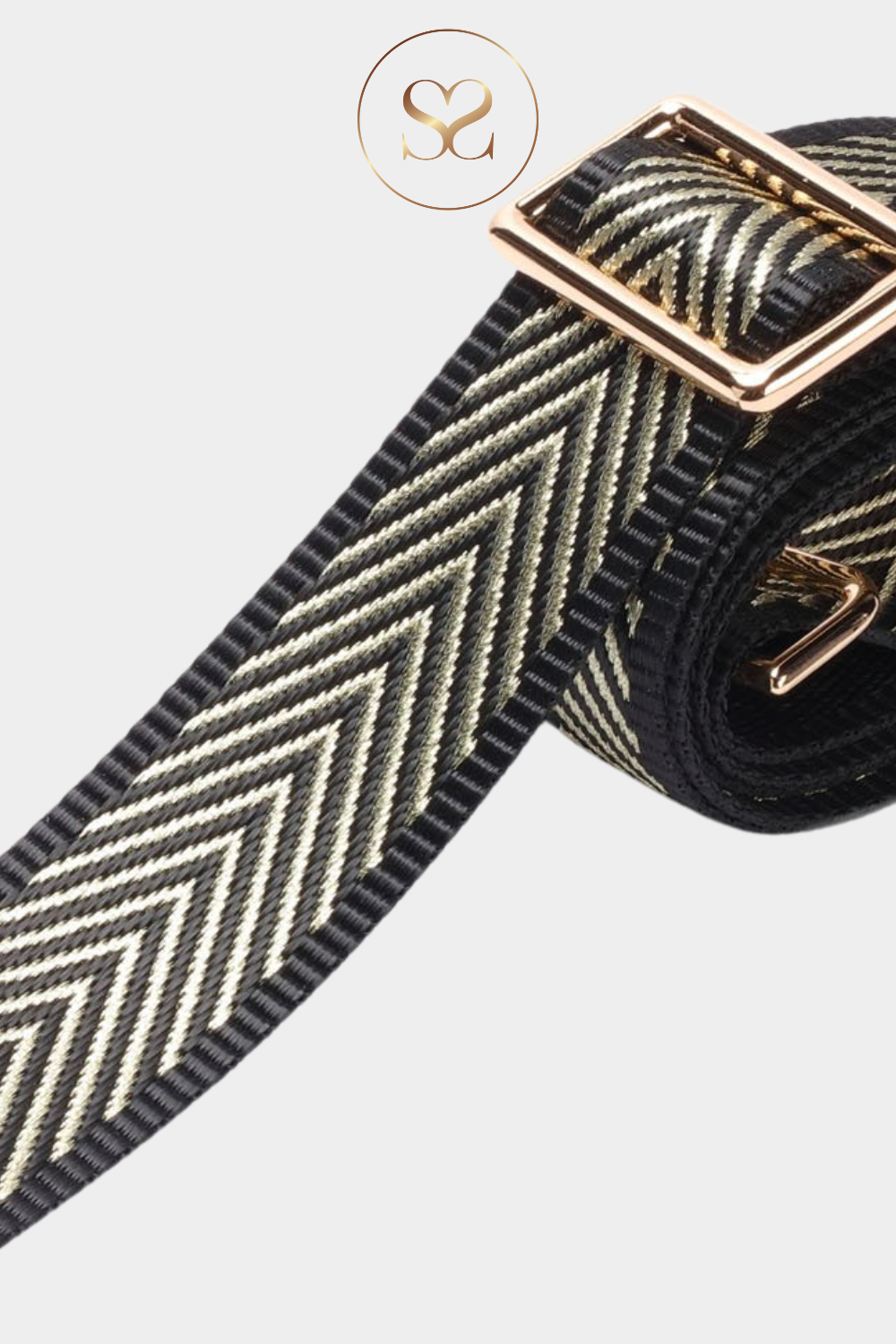 ELIE BEAUMONT - CROSSBODY STRAP - GOLD CHEVRON