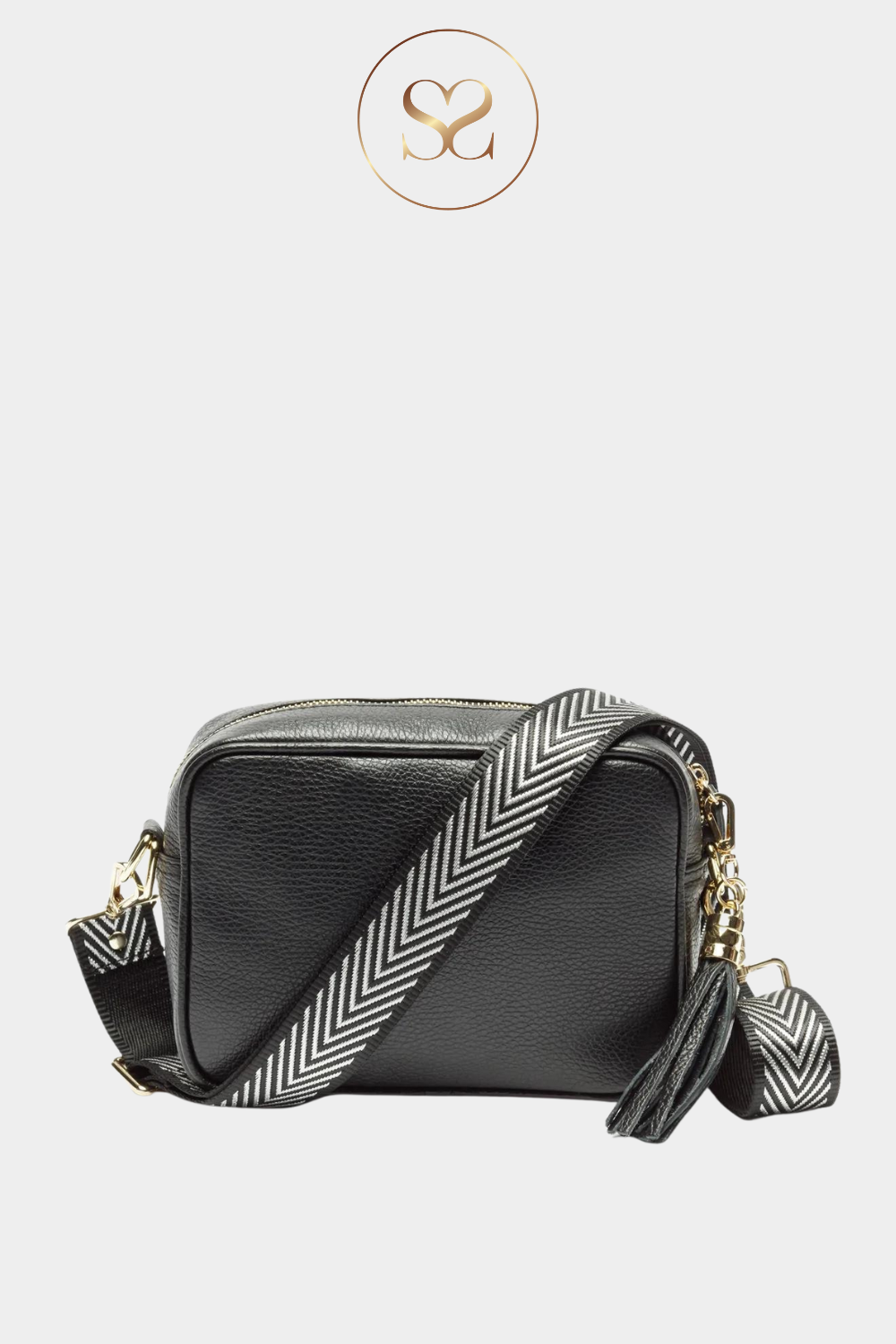 ELIE BEAUMONT - CROSSBODY STRAP - SILVER CHEVRON