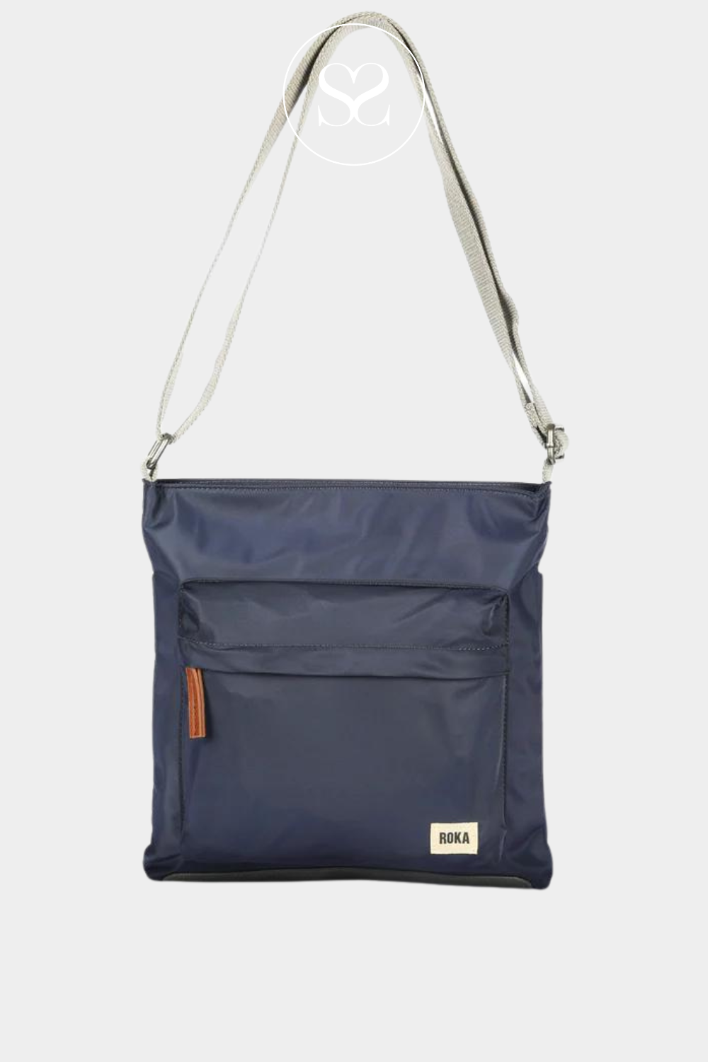 ROKA NAVY WATERPROOF KENNINGTON CROSSBOSY BAG WITH GREY STRAP