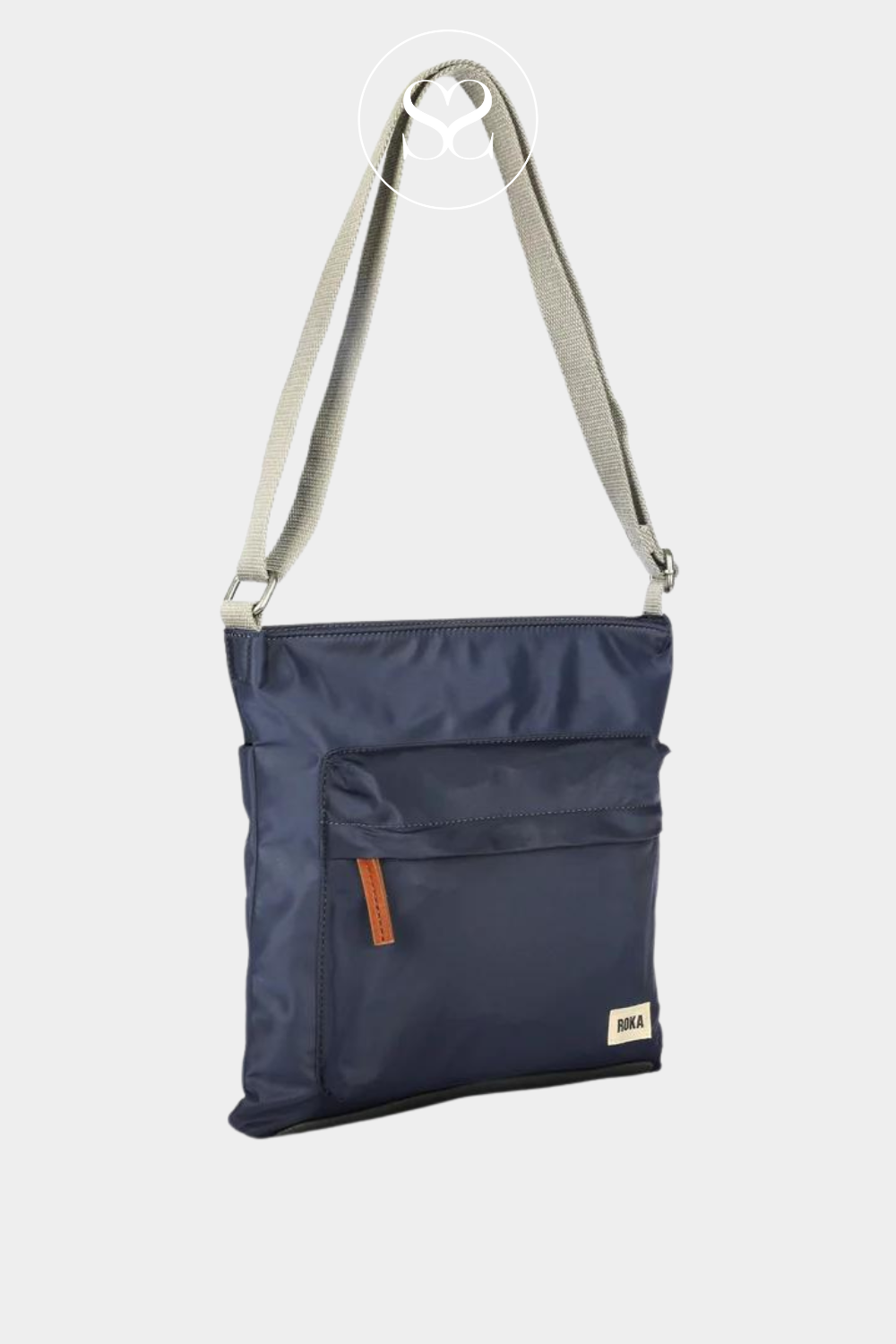 ROKA NAVY WATERPROOF KENNINGTON CROSSBOSY BAG WITH GREY STRAP
