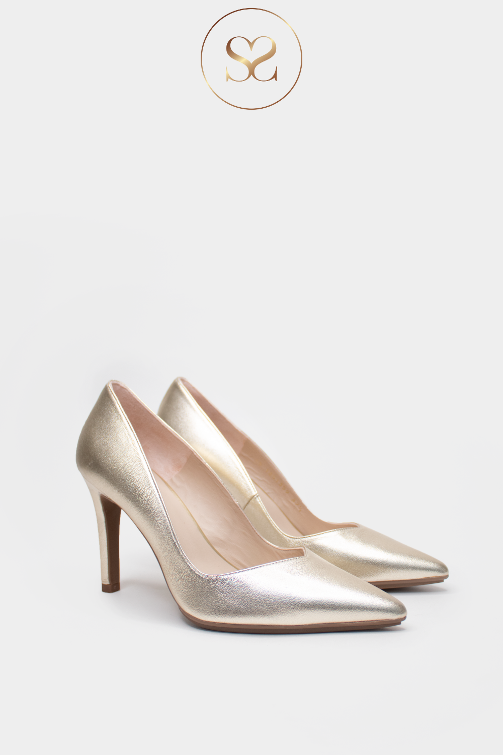 LODI GOLD LEATHER HIGH HEEL COURT SHOES - RABOT