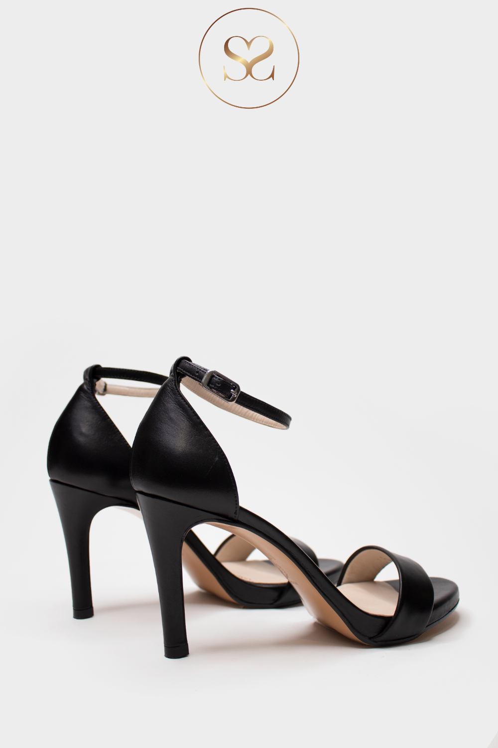 HIGH HEELS FROM LODI IN BLACK LEATHER. CLASSIC BARELY THERE SANDAL
