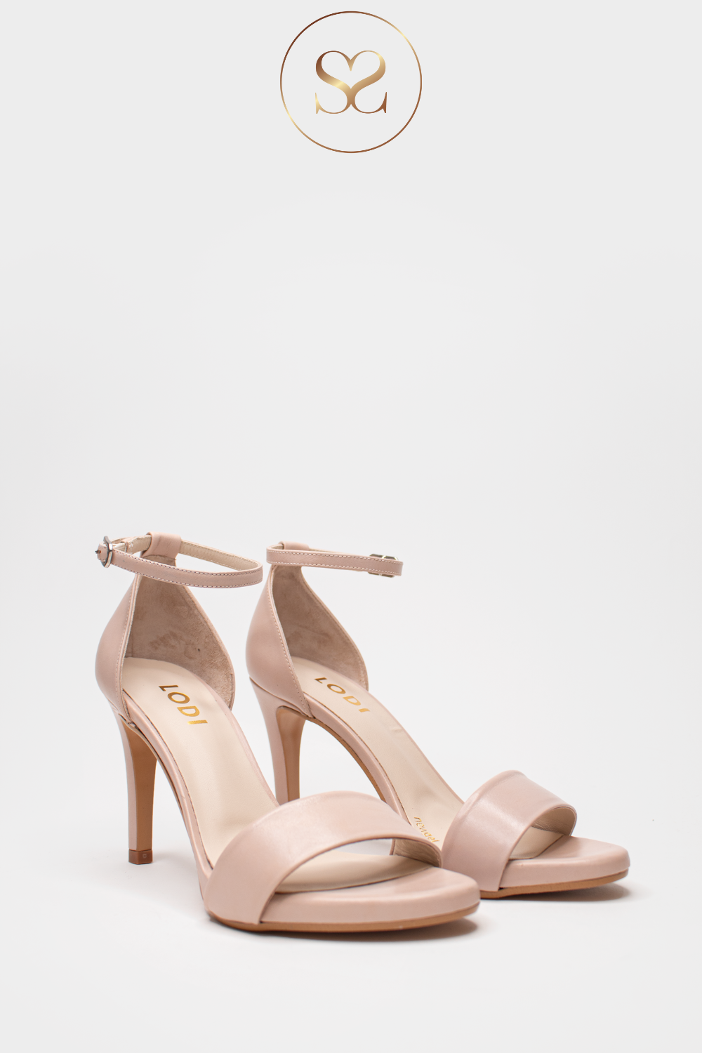 HIGH HEEL SHOES FROM LODI. THESE BARELY THERE SANDALS ARE IN A SOFT NUDE LEATHER
