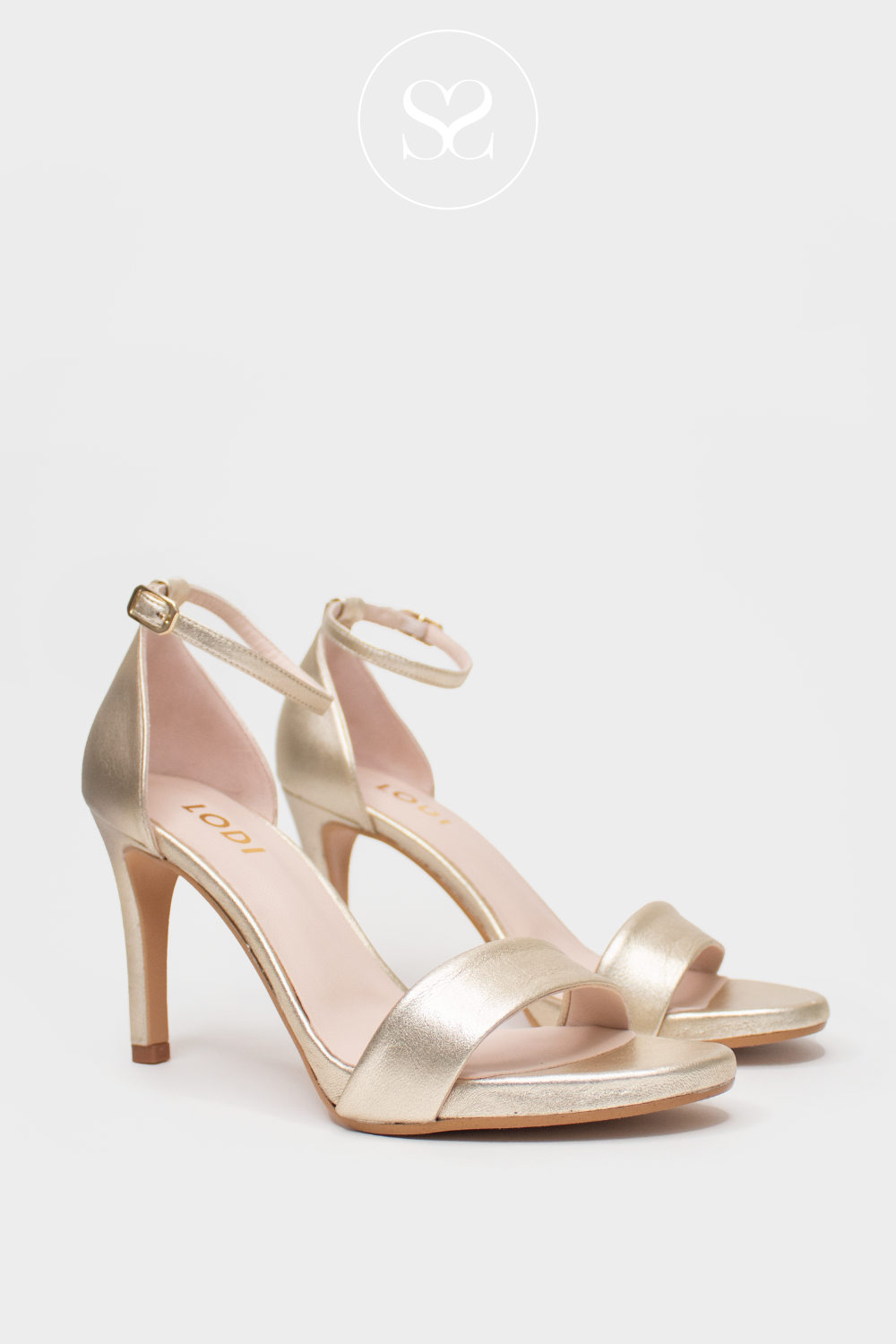 LODI IGOR GOLD HIGH HEEL SANDALS WITH ANKLE STRAP
