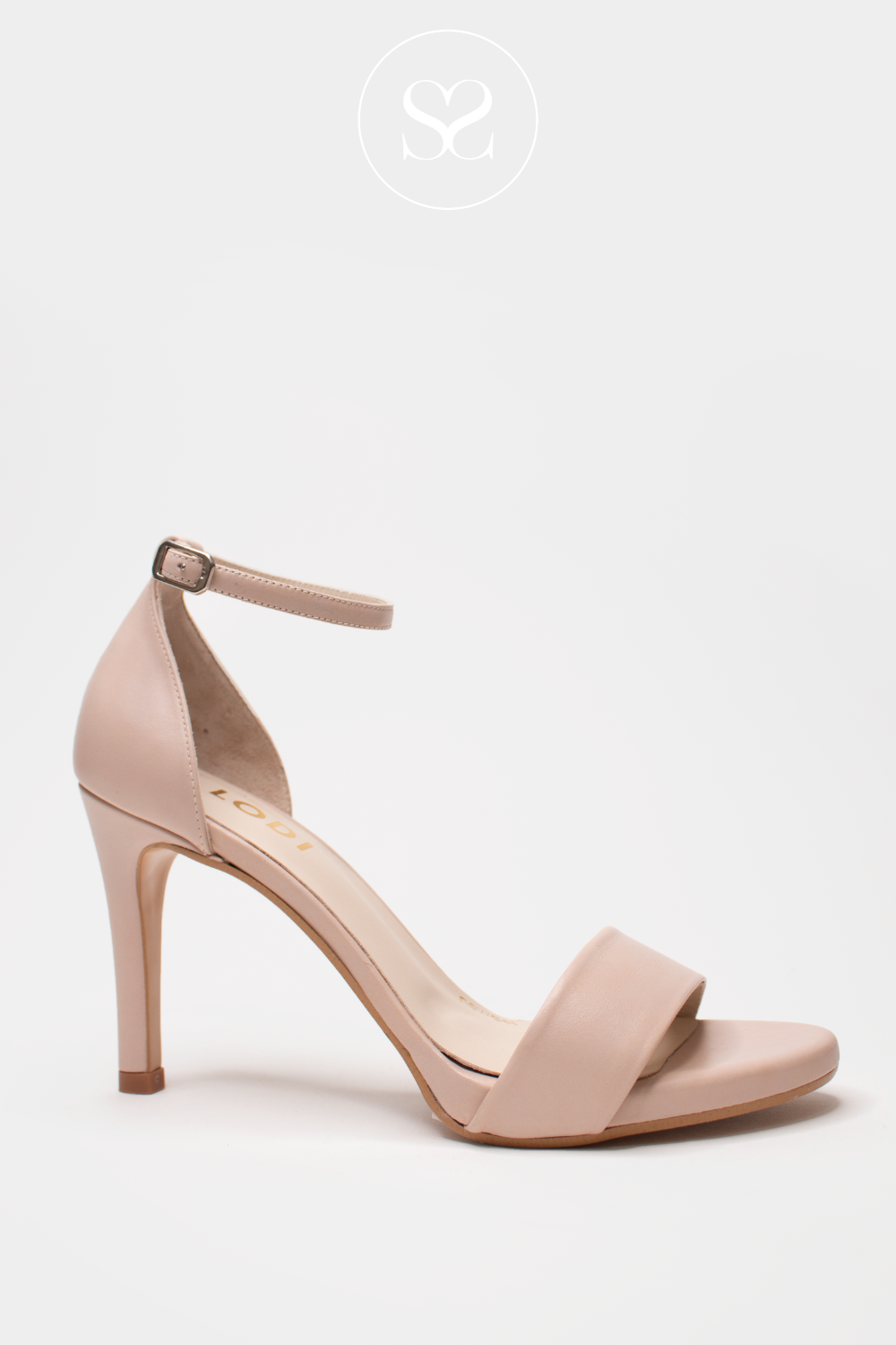 HIGH HEEL SHOES FROM LODI. THESE BARELY THERE SANDALS ARE IN A SOFT NUDE LEATHER