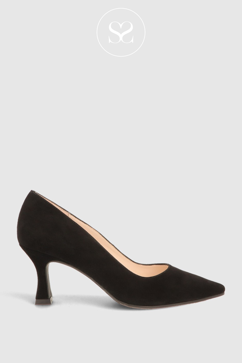 LODI JONA BLACK SUEDE COURT MIDHEEL HEELS