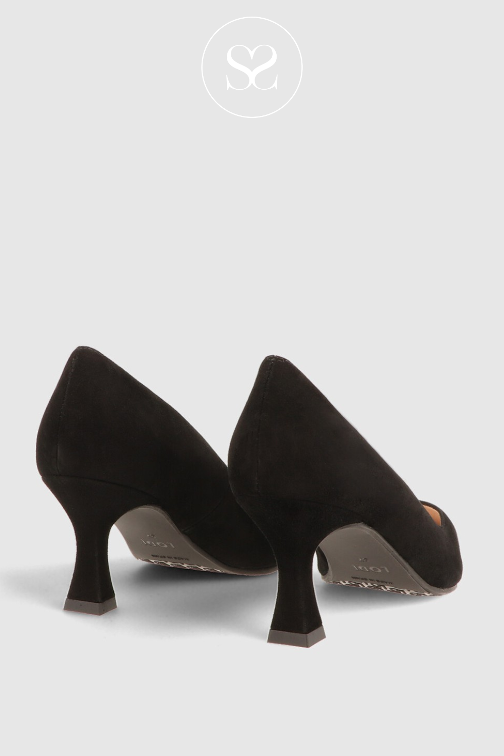 LODI JONA BLACK SUEDE COURT MIDHEEL HEELS