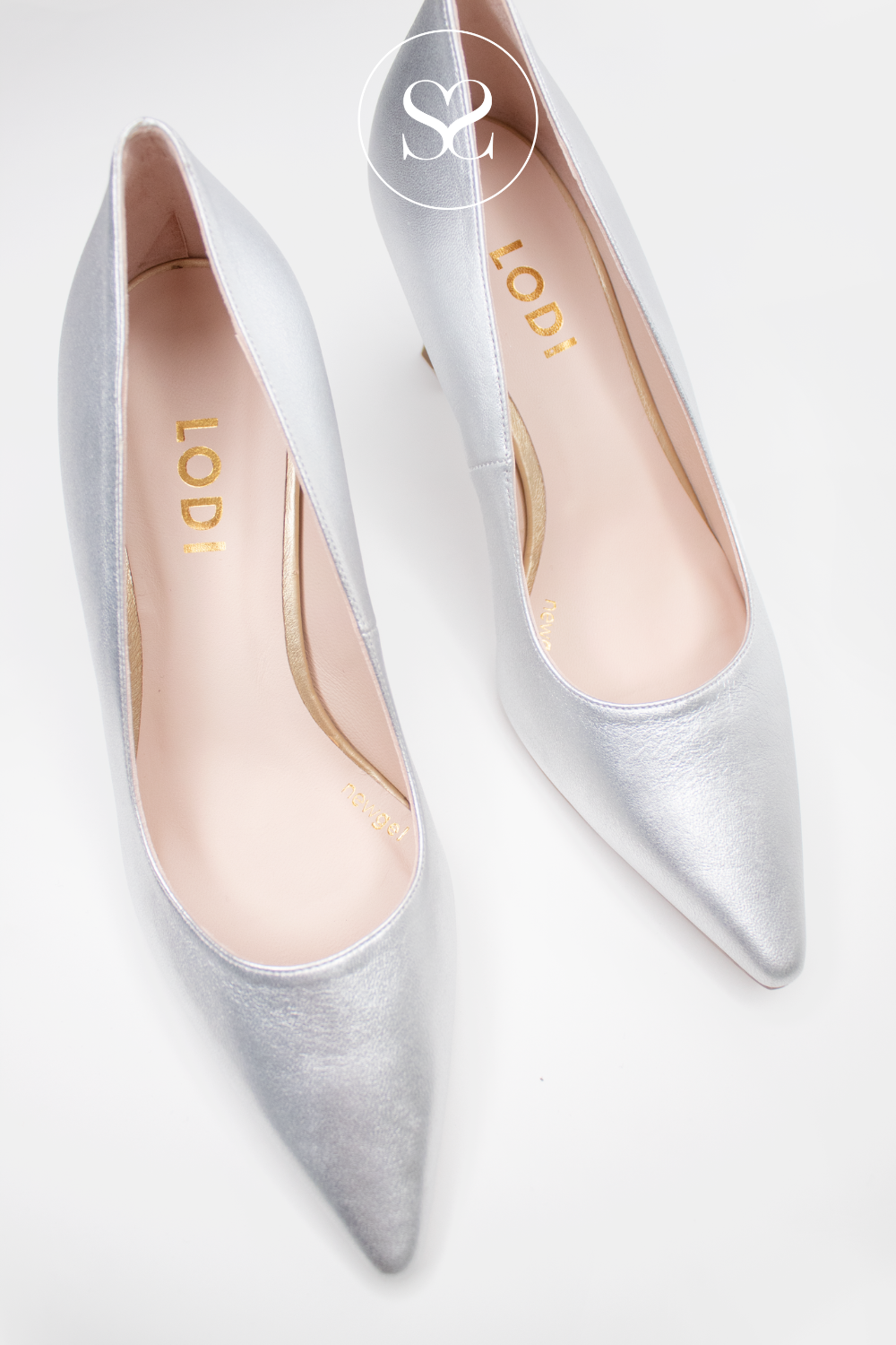 LODI JONA SILVER MID HEELS WITH GEL INSOLE